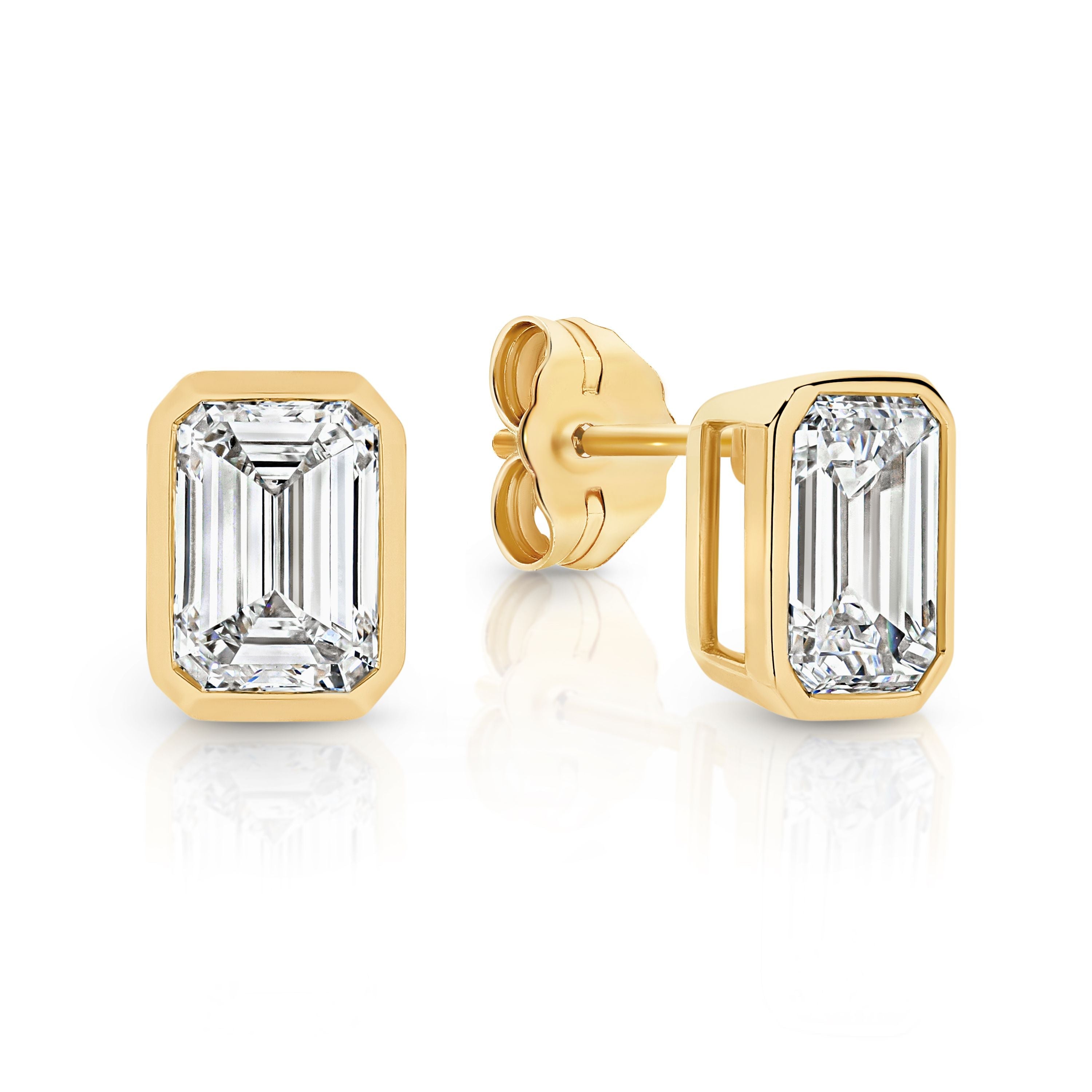 9ct Yellow Gold 1.00ct Lab Diamond Emerald Cut Studs