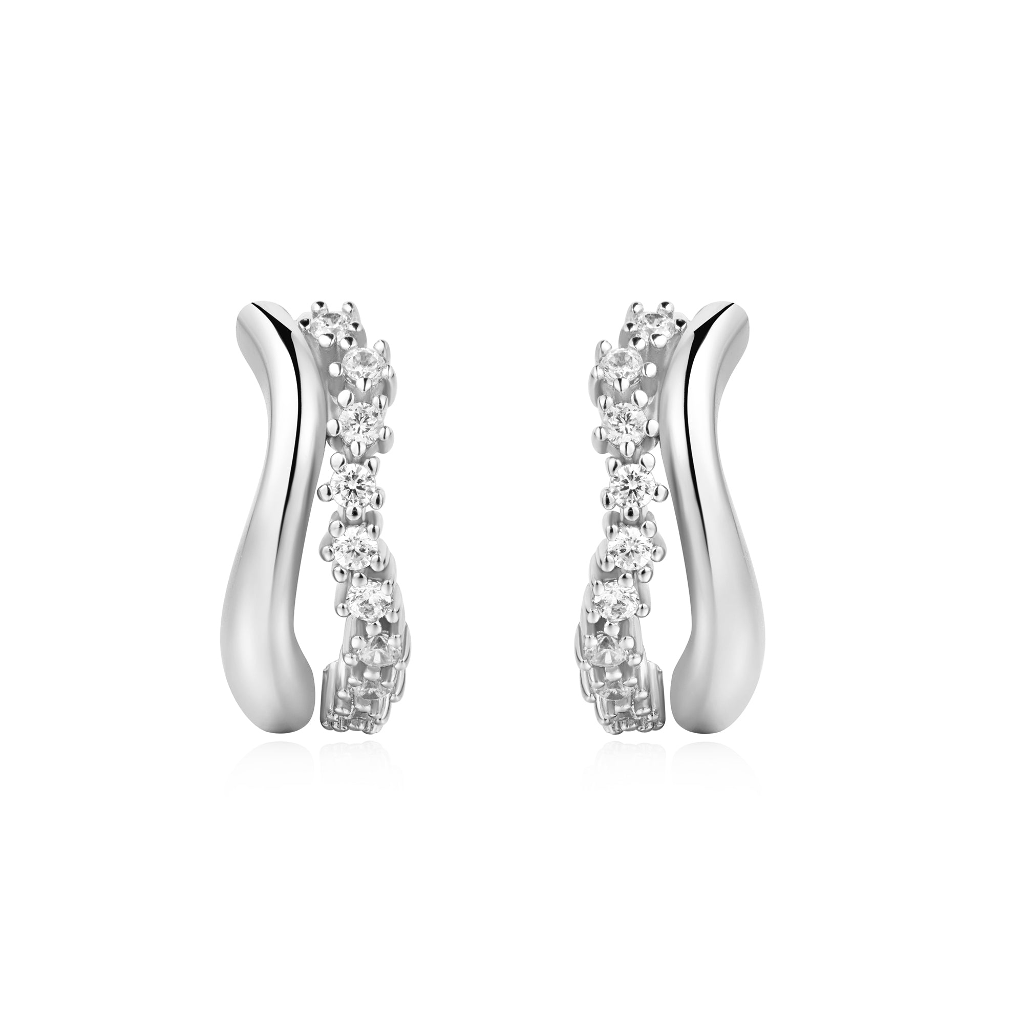 Ania Haie Silver Sparkle Double Huggies