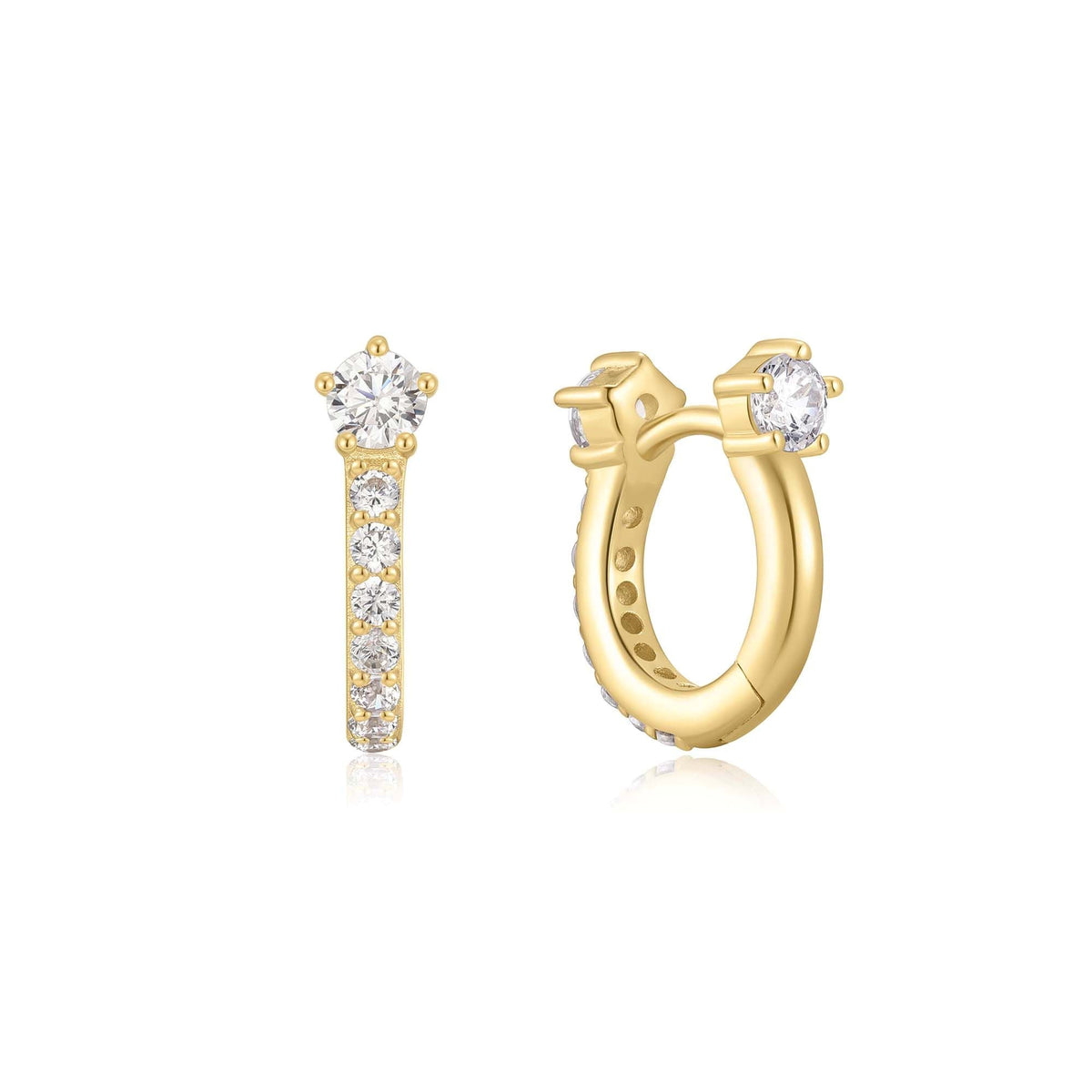 Gold Sparkling Pave Huggie Hoop Earrings