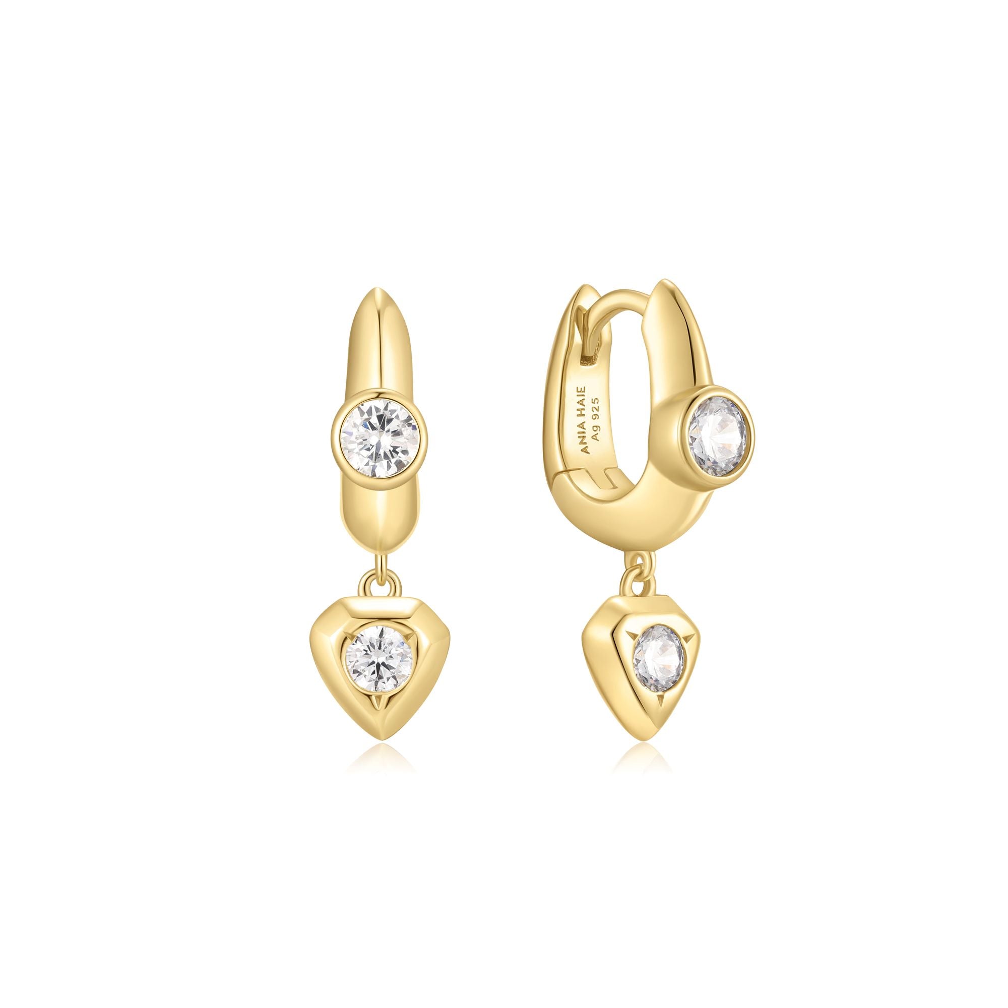 Ania Haie Gold U-Shaped Shield Drop Huggie Hoop Earrings