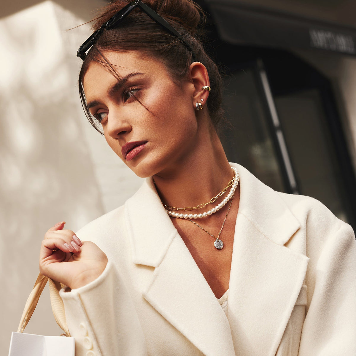 Ania Haie Two-Tone Large Pave Disc Necklace