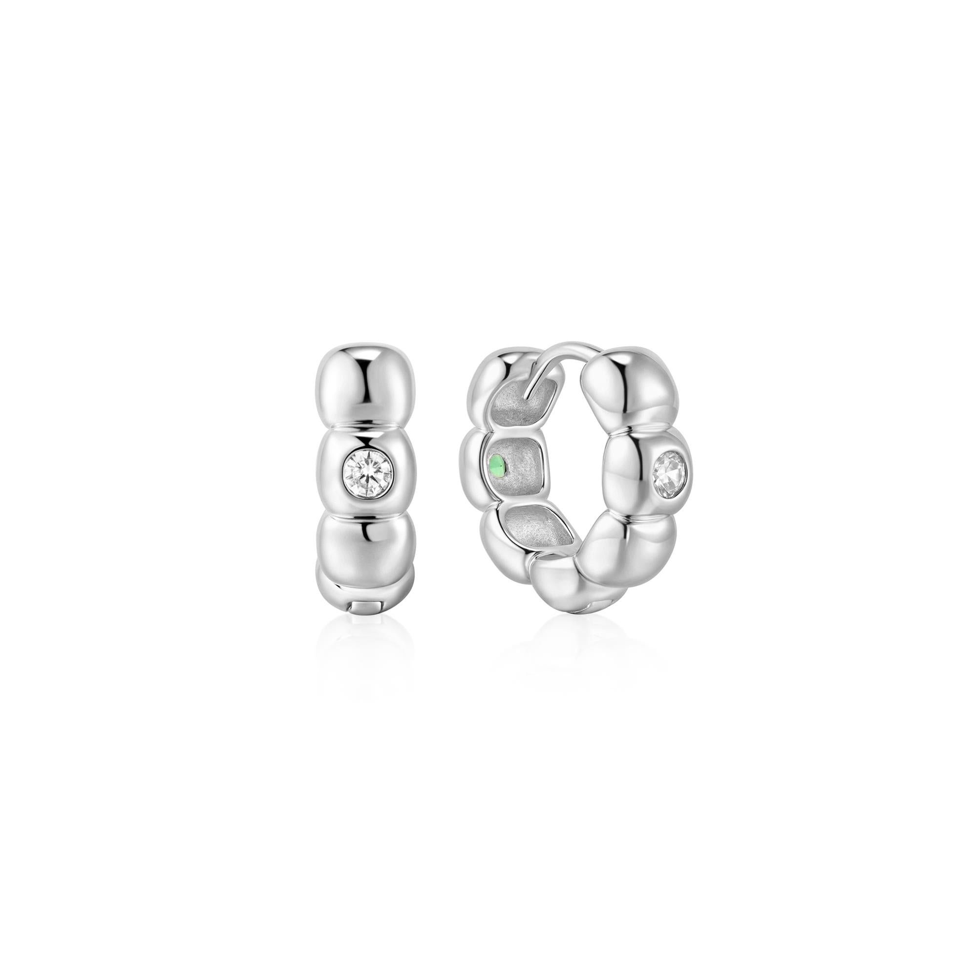 Ania Haie Silver Reversible Puffy Huggie Hoop Earrings
