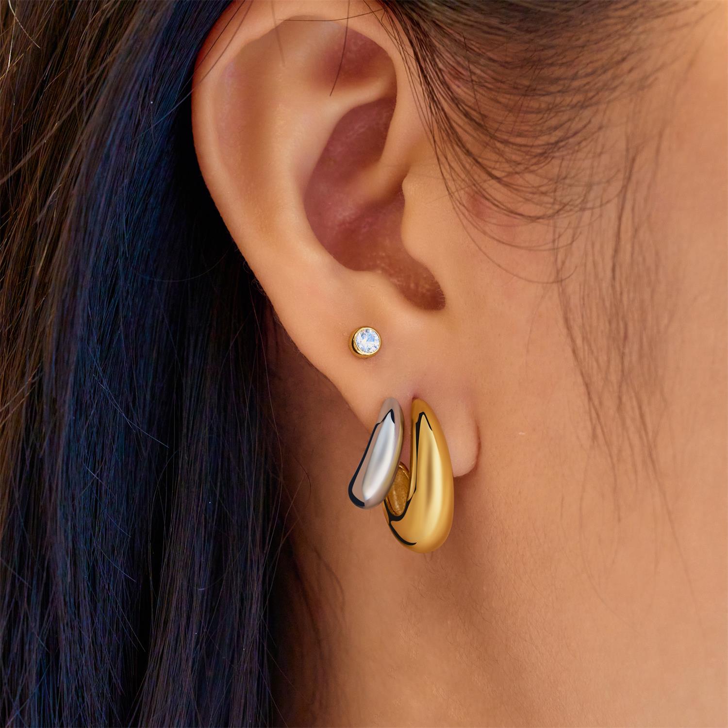 Ania Haie Two-Tone Dome Stud Hoop Earrings