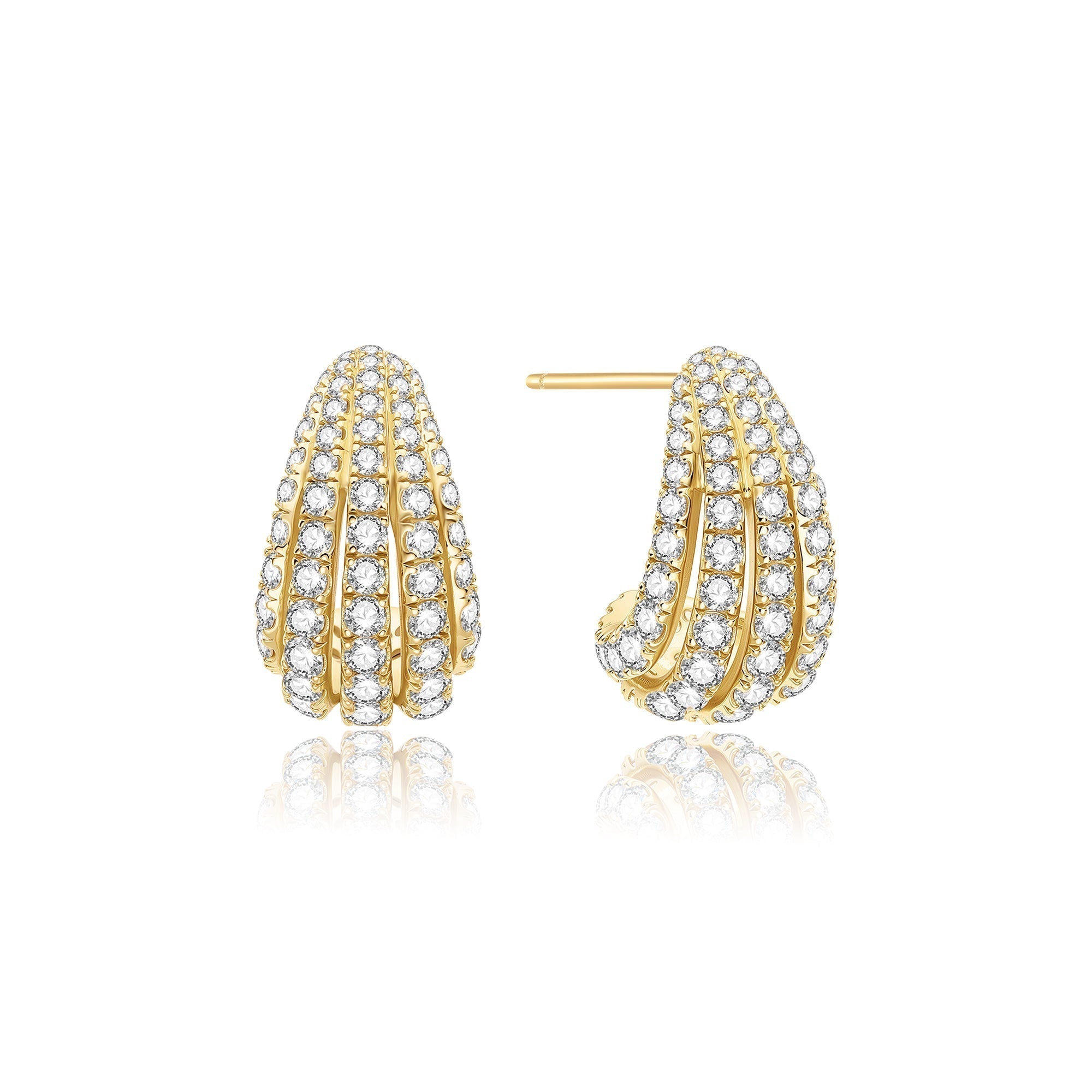 Ania Haie Gold Pave Shrimp Stud Hoop Earrings