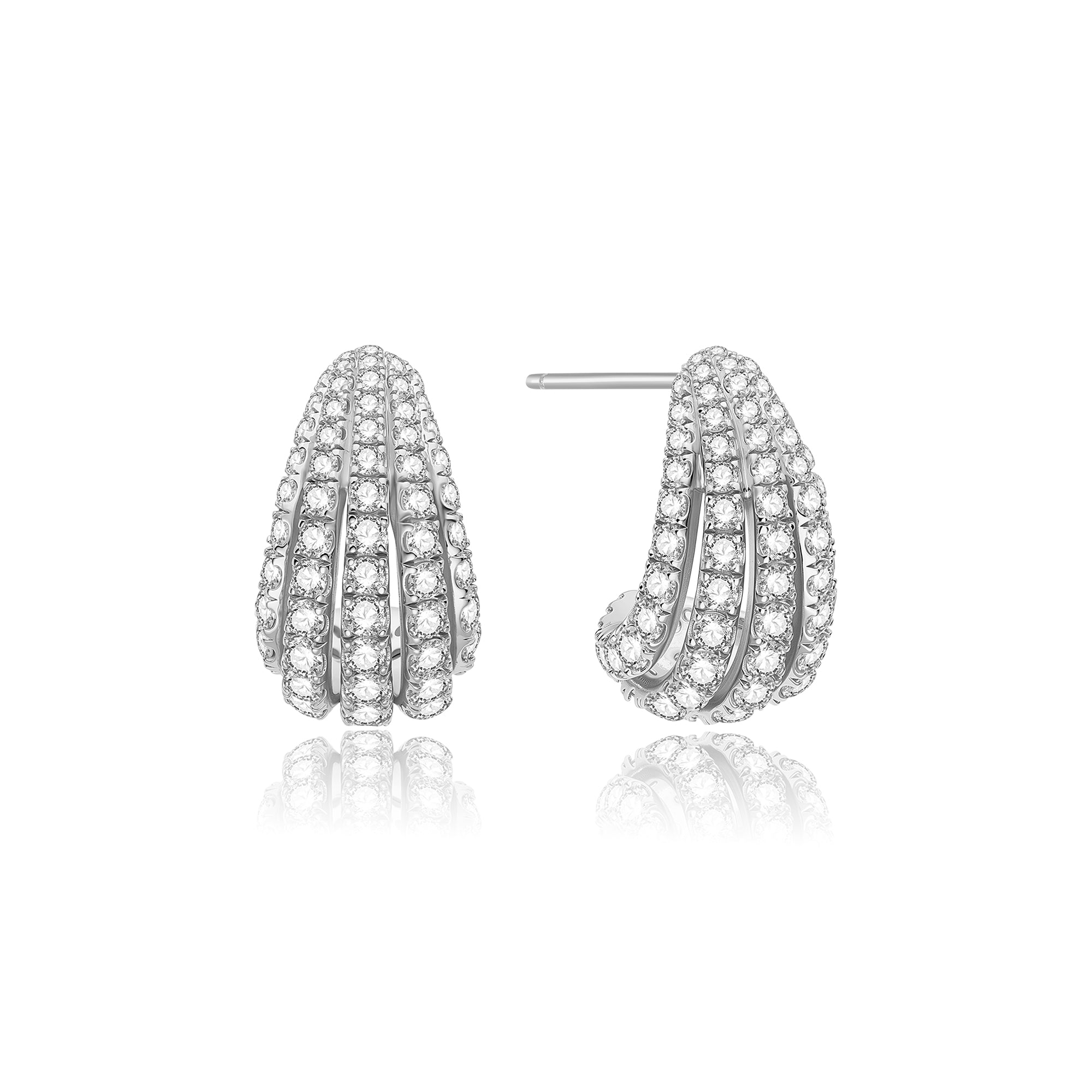 Ania Haie Silver Pave Shrimp Stud Hoop Earrings