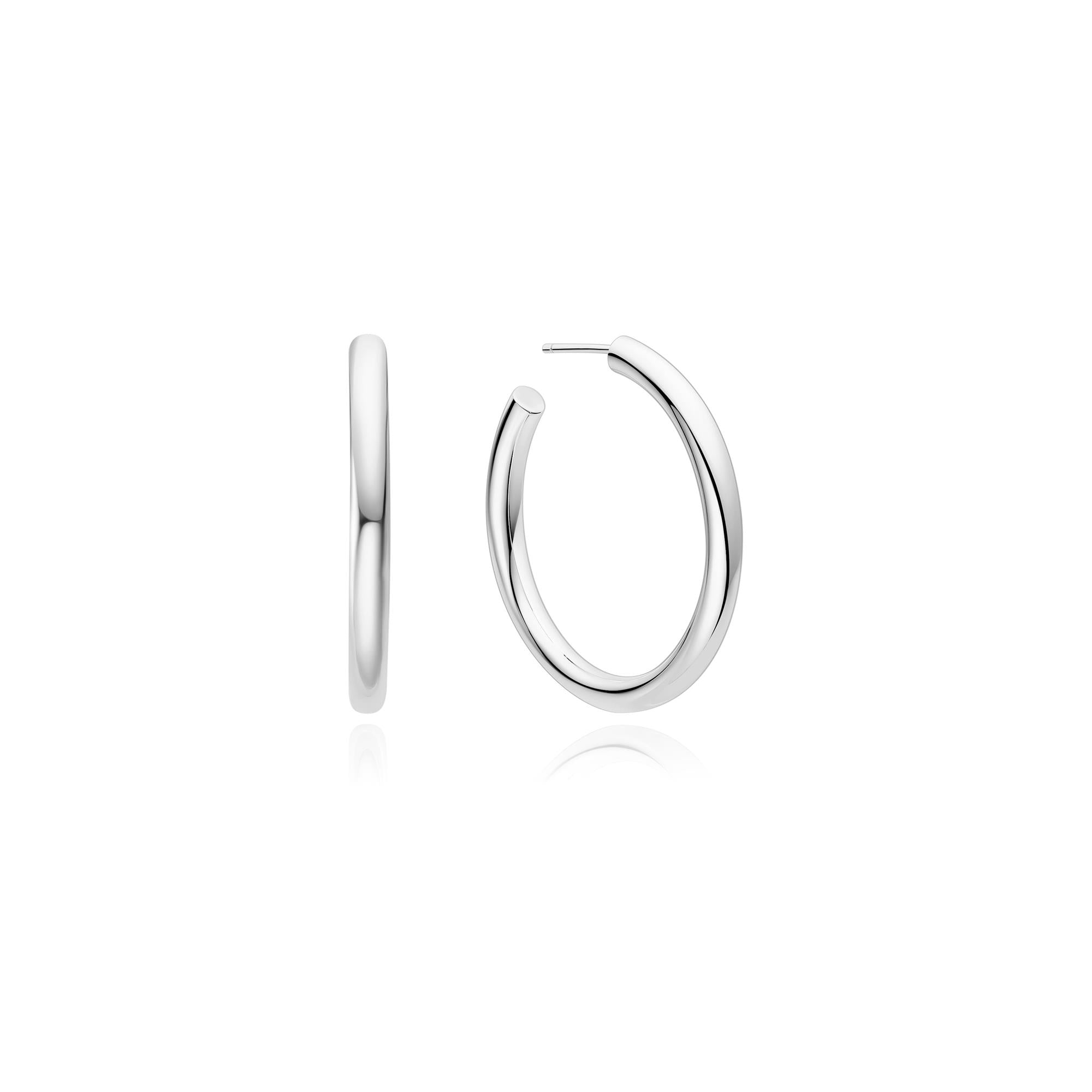 Ania Haie Silver Classic Tube Large Hoop Earrings