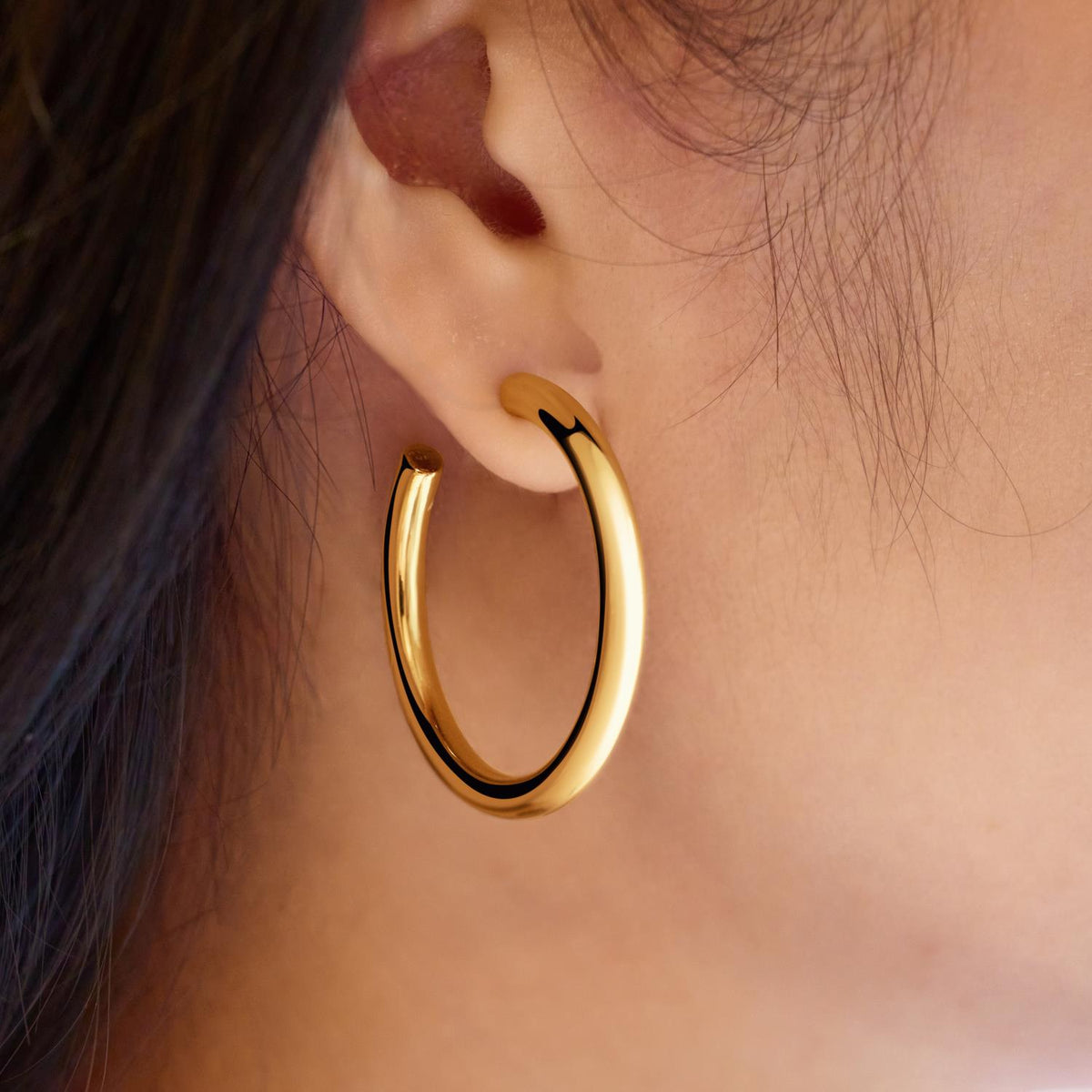 Ania Haie Gold Classic Tube Oversized Hoop Earrings