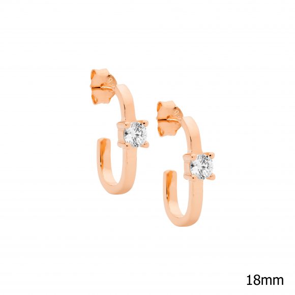 Rose Gold Plated Sterling Silver Cubic Zirconia Earrings