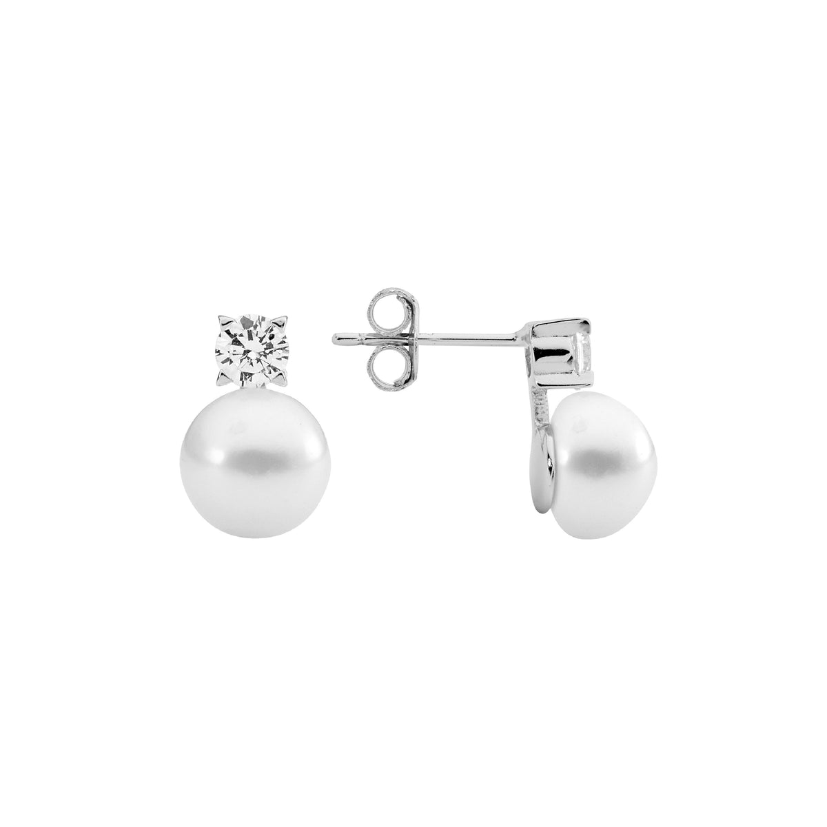 Sterling Silver Cubic Zirconia Pearl Earrings