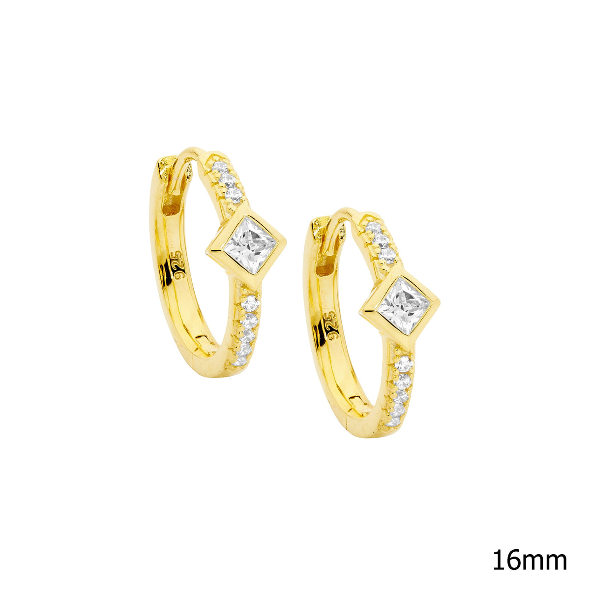Gold Plated Sterling Silver Cubic Zirconia Hoop Earrings