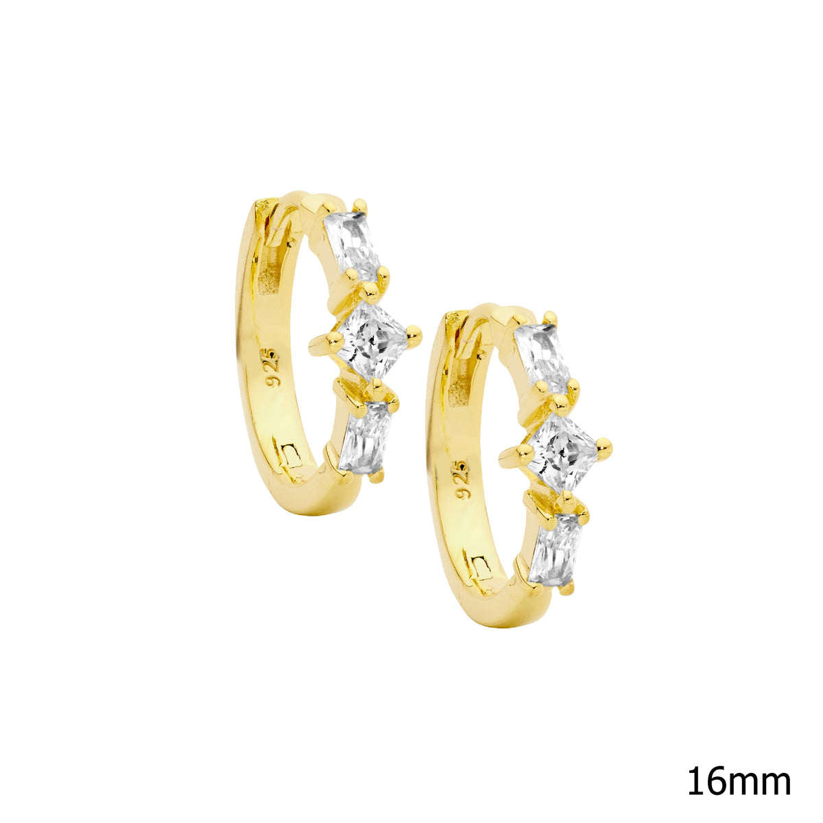 Gold Plated Sterling Silver Cubic Zirconia Hoop Earrings