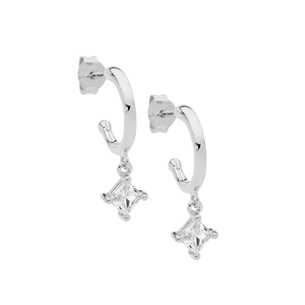 Sterling Silver Cubic Zirconia Hoop Earrings
