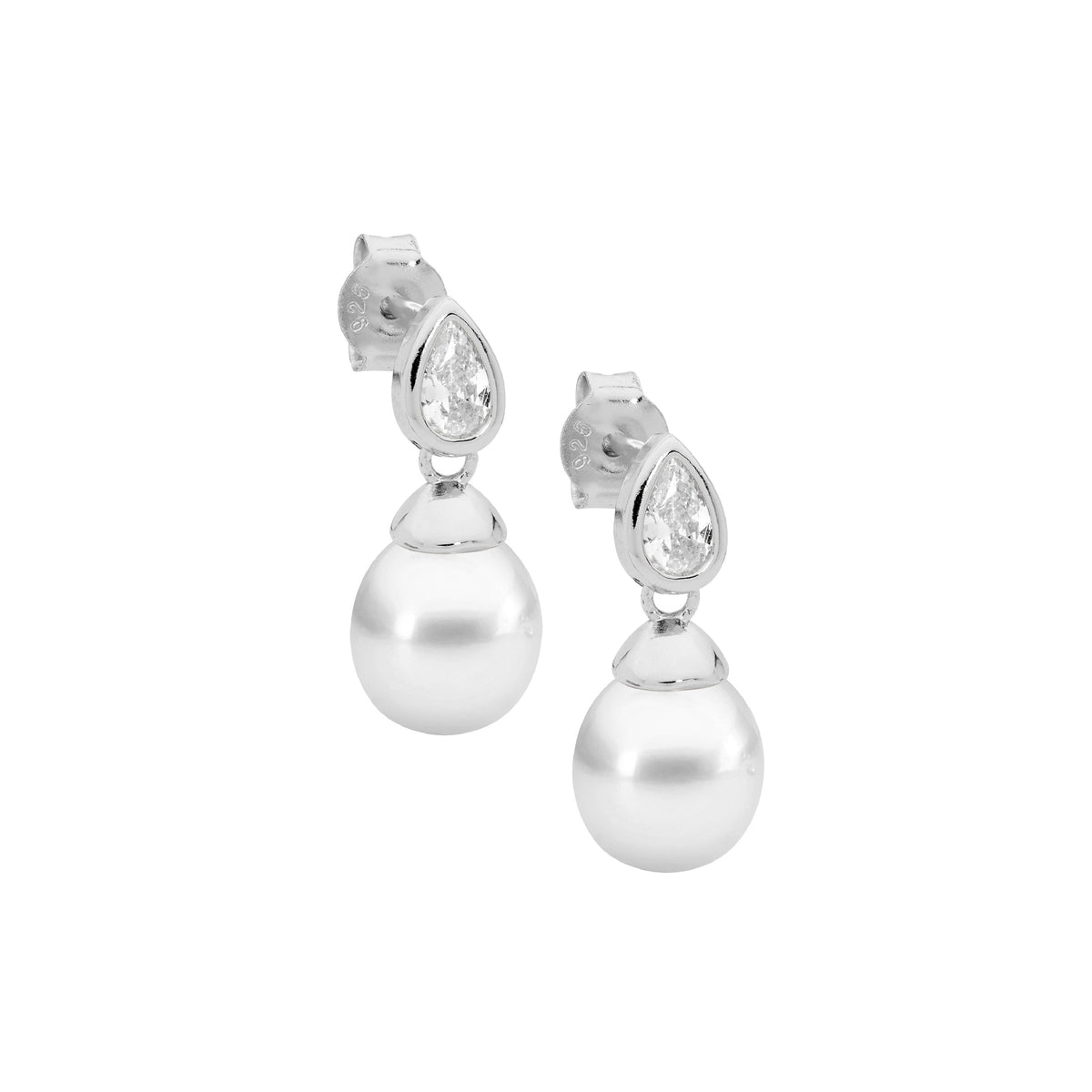 Sterling Silver Cubic Zirconia Pearl Earrings
