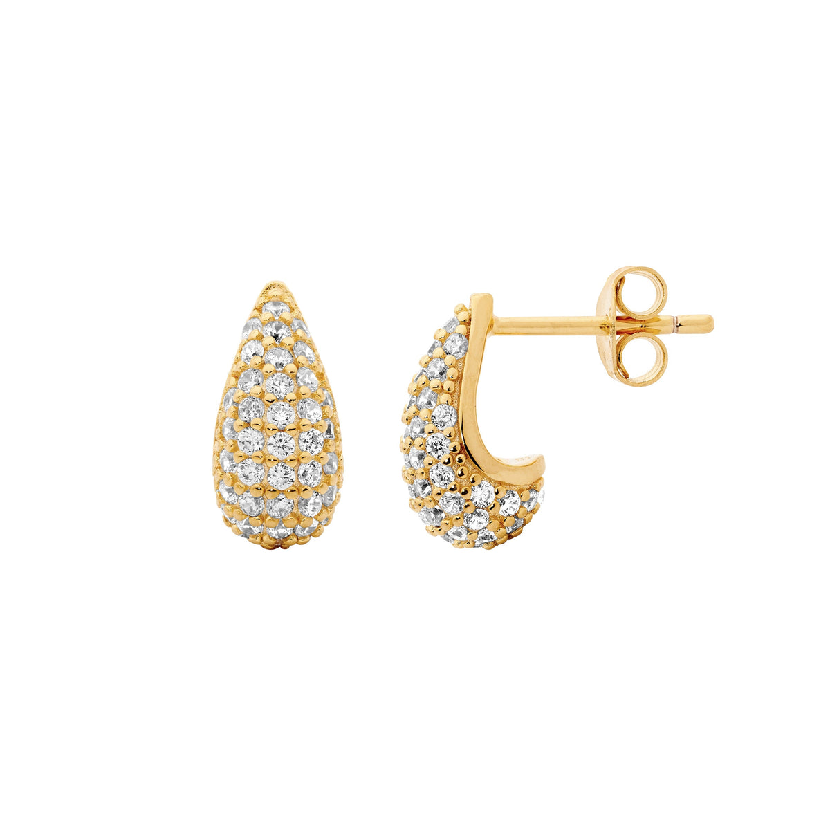 Gold Plated Sterling Silver Cubic Zirconia Drop Earrings