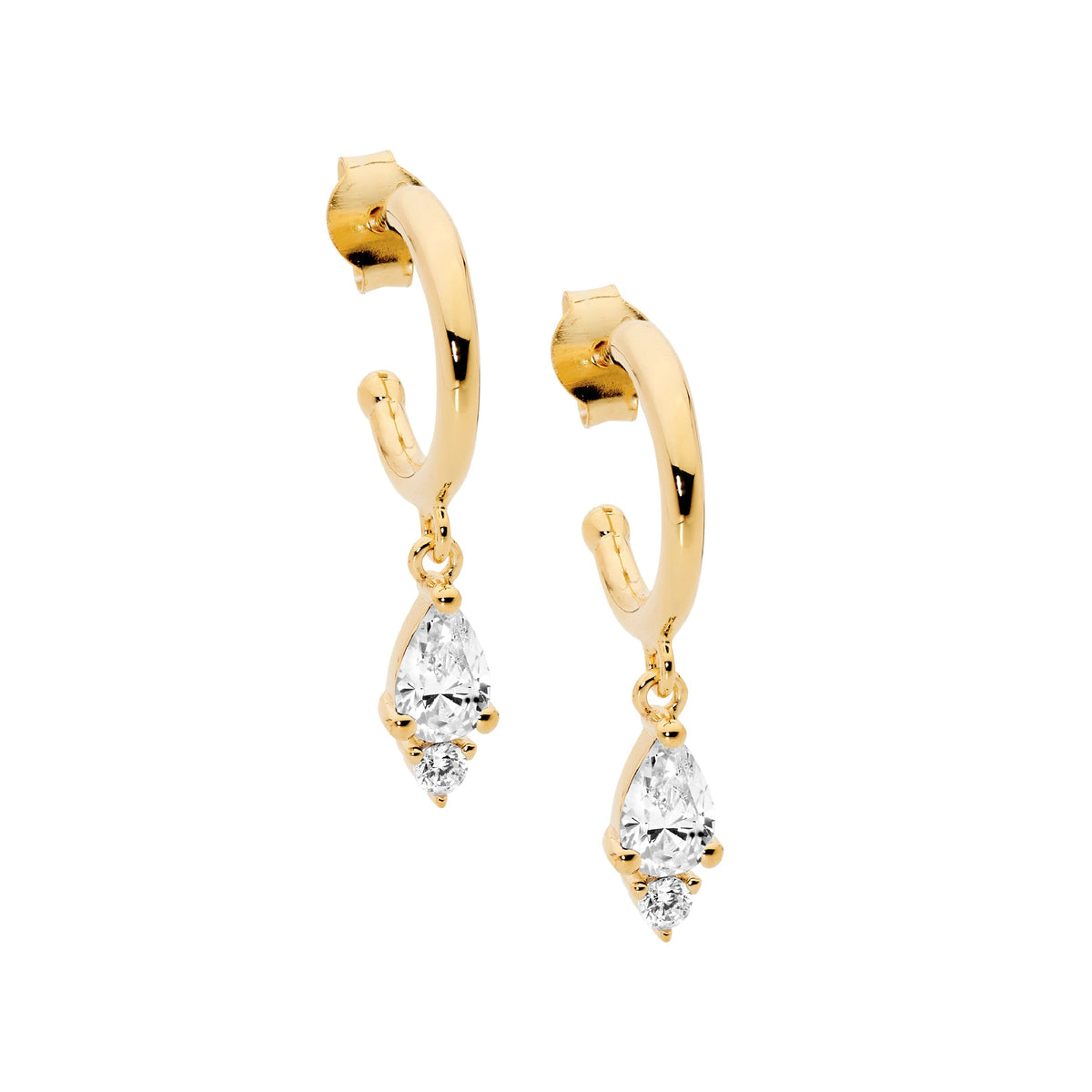 Gold Plated Sterling Silver Cubic Zirconia Hoop Earrings