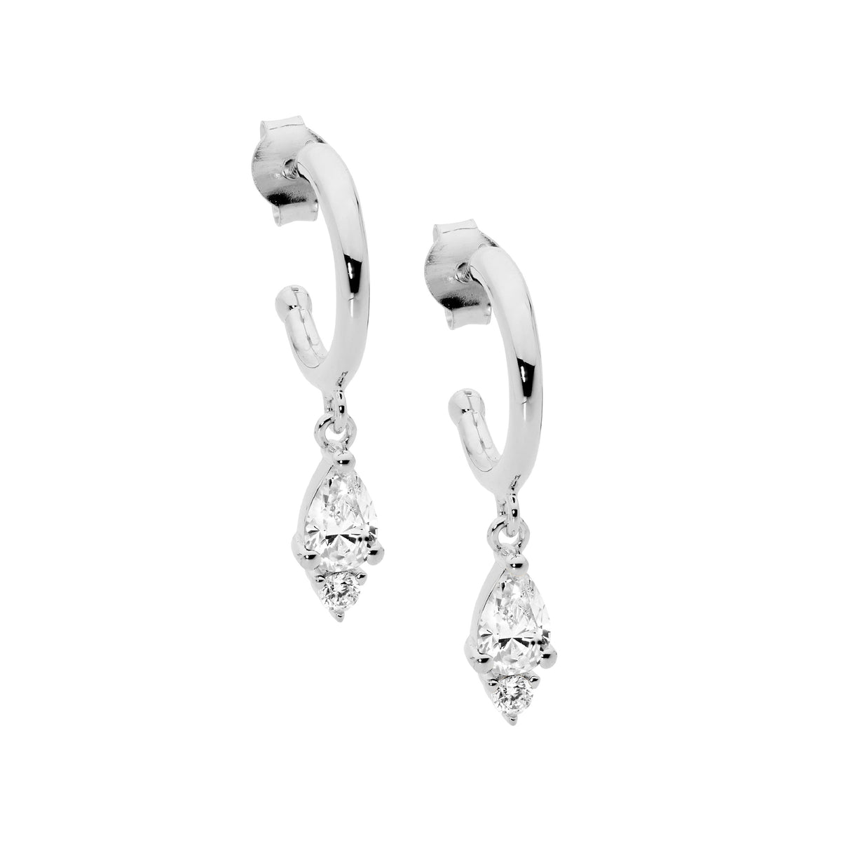 Sterling Silver Cubic Zirconia Hoop Earrings