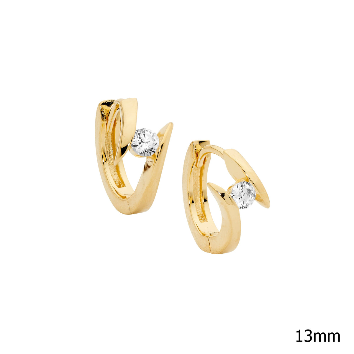 Gold Plated Sterling Silver Cubic Zirconia Huggie Earrings