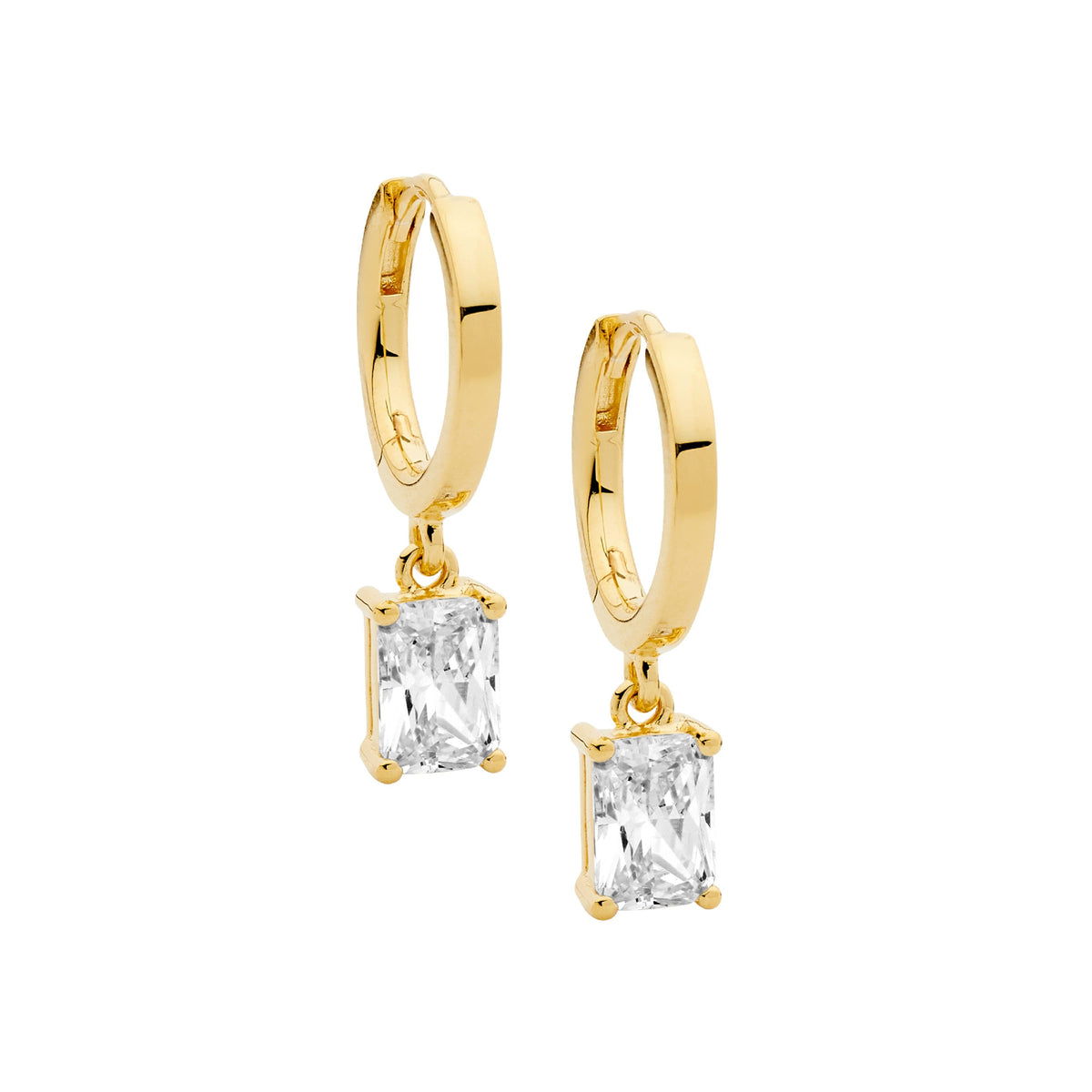 Gold Plated Sterling Silver Cubic Zirconia Huggie Earrings