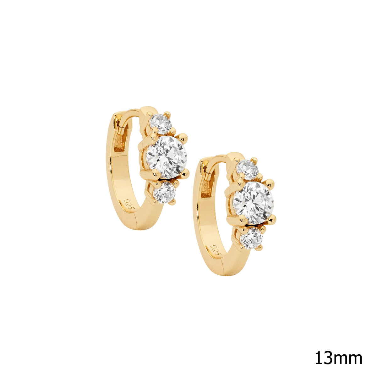 Gold Plated Sterling Silver Cubic Zirconia Hoop Earrings