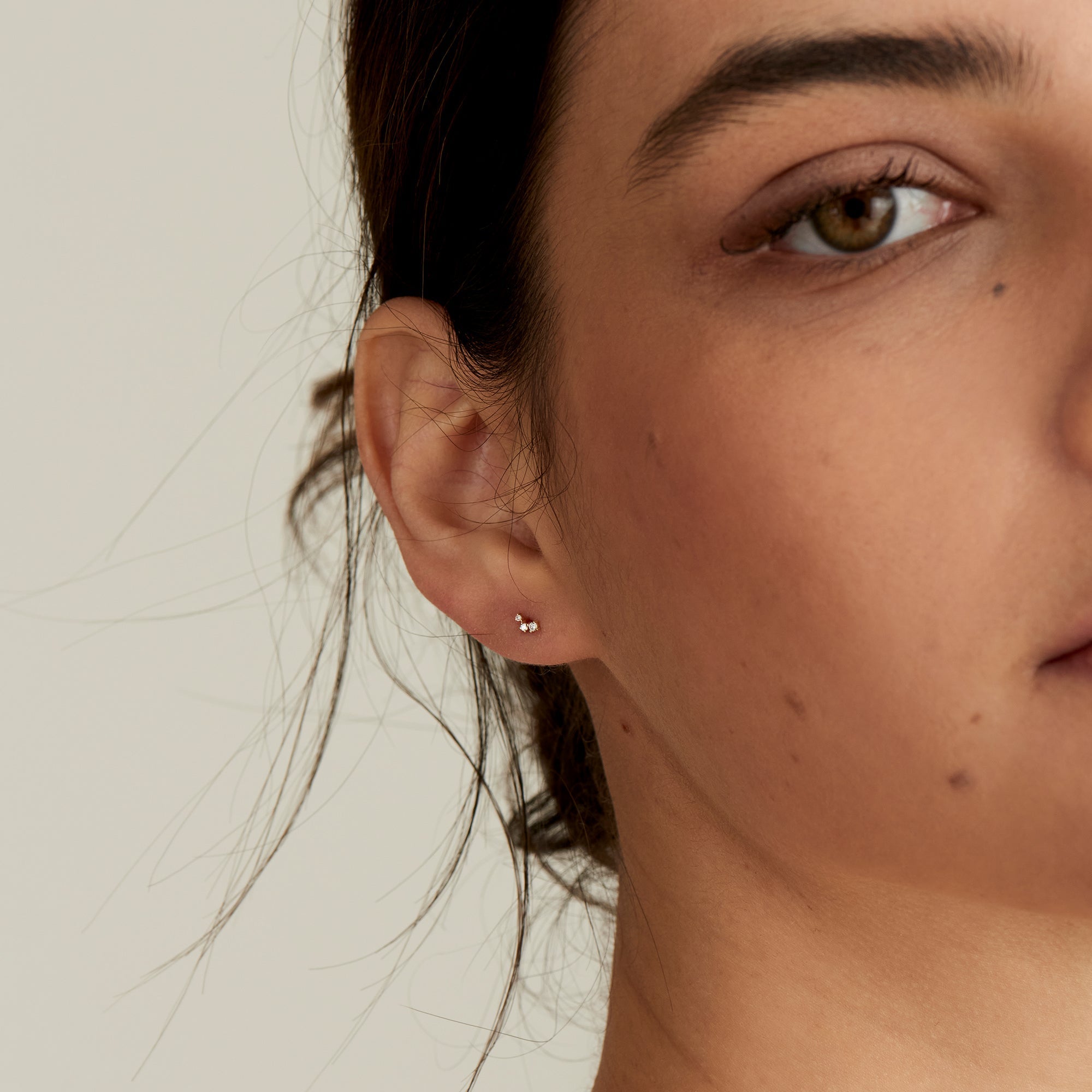 Ania Haie 14ct Gold Stargazer Triple Natural Diamond Single Labret Earring
