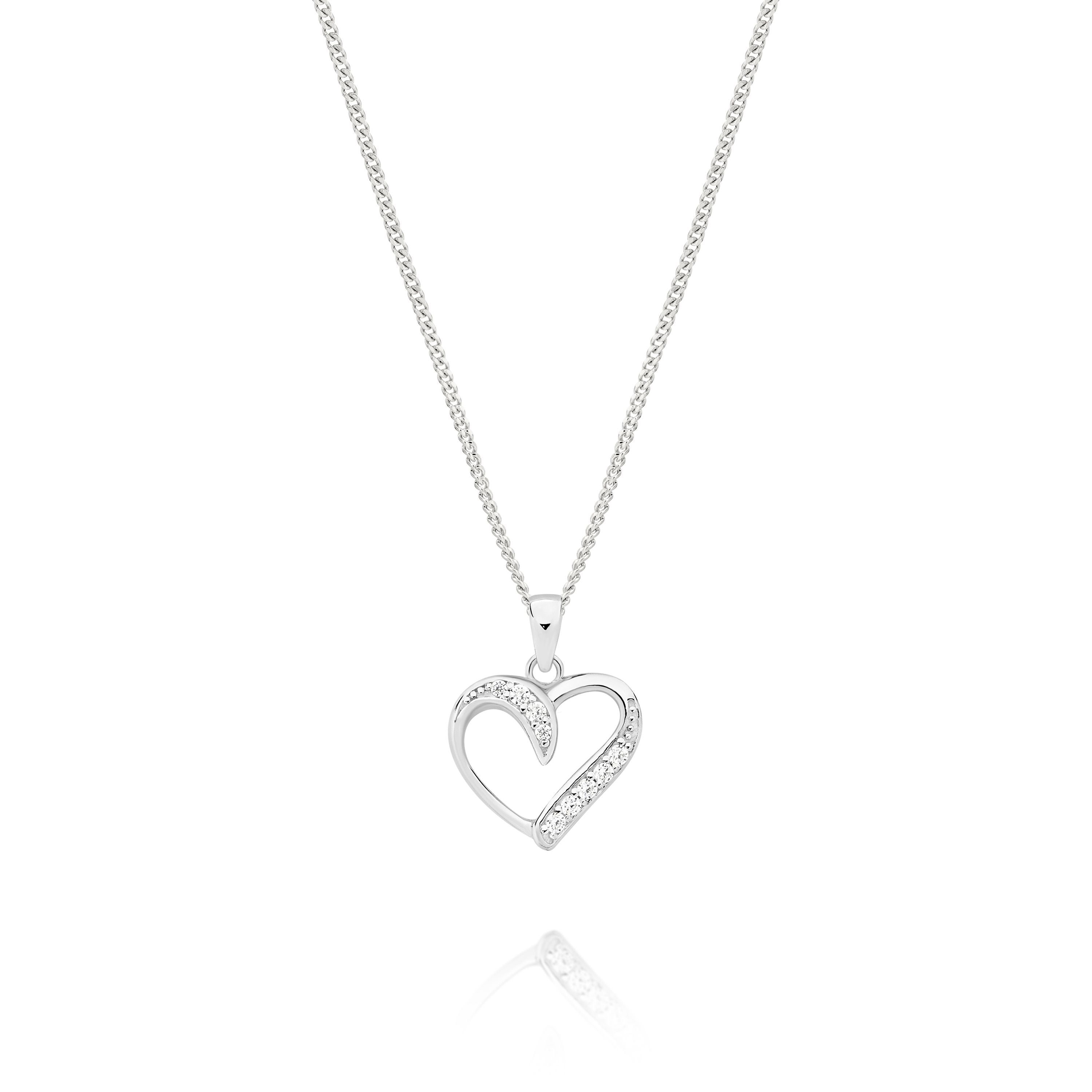 Silver cubic zirconia Heart Pendant