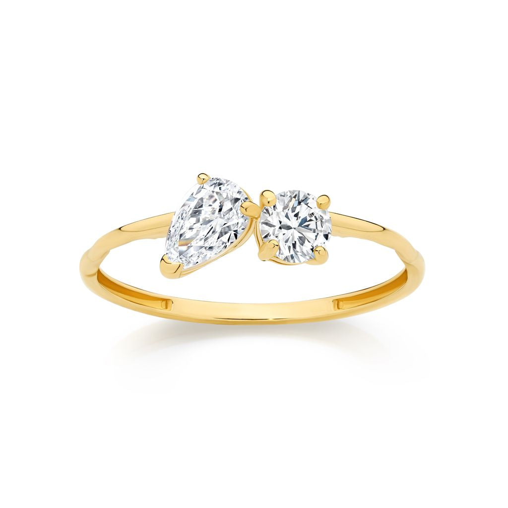 9ct gold claw set cubic zirconia ring