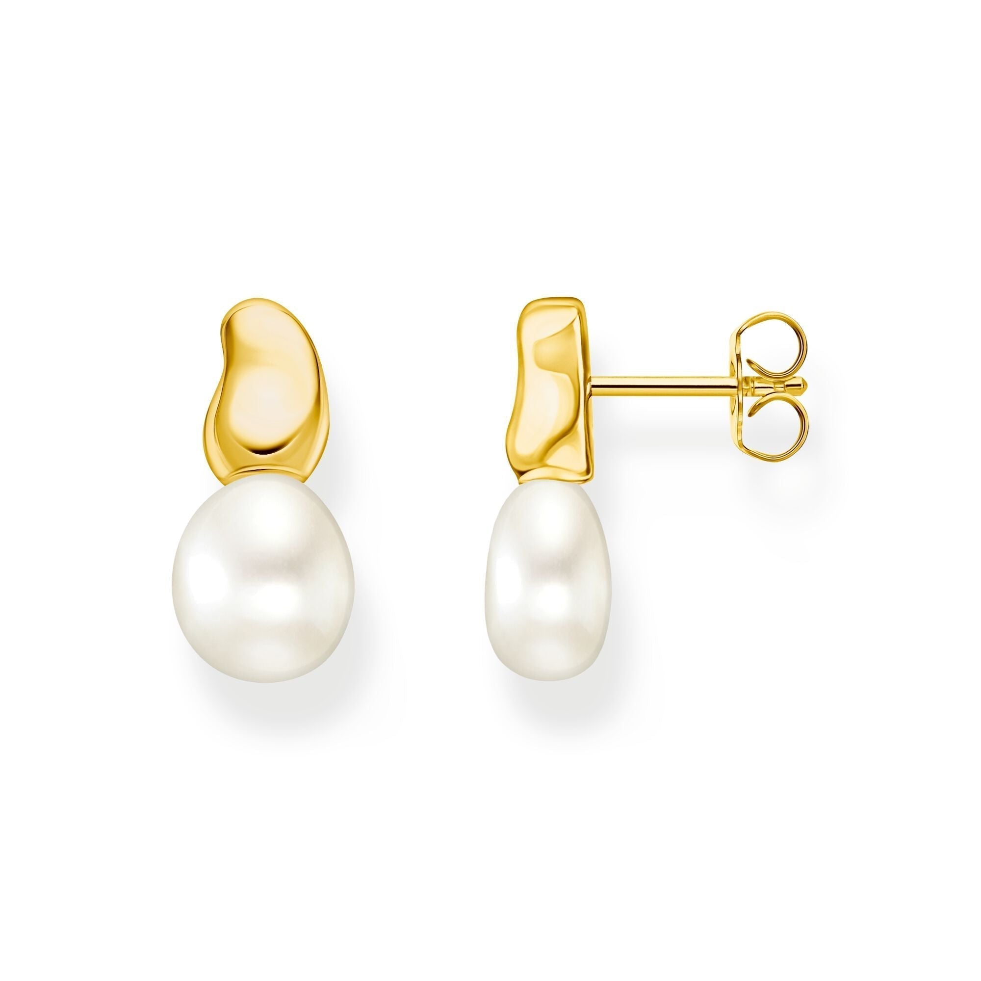 THOMAS SABO Ear Studs with Freshwater Pearl Drop in Gold