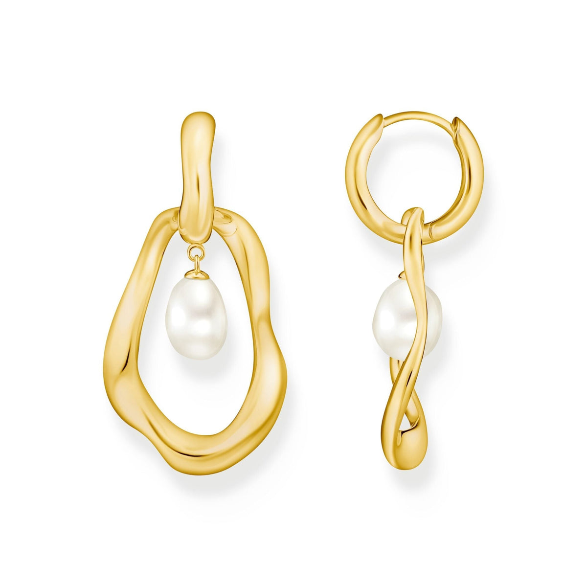 THOMAS SABO Hoop Earrings with Freshwater Pearls In Gold