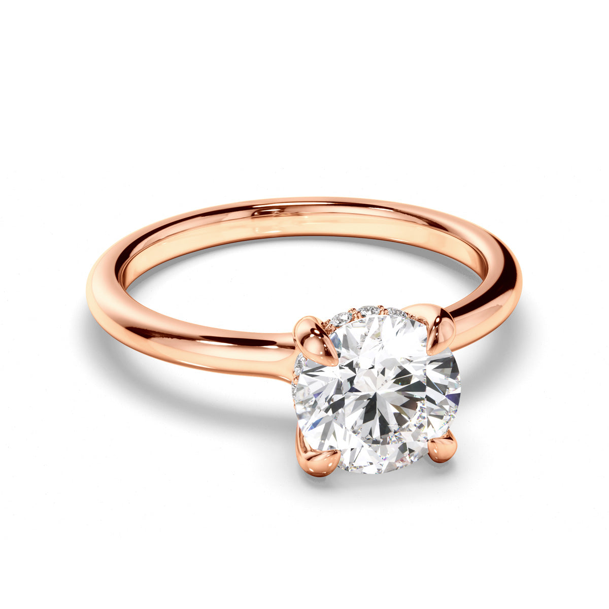 Round Brilliant Cut Diamond Hidden Halo Engagement Ring