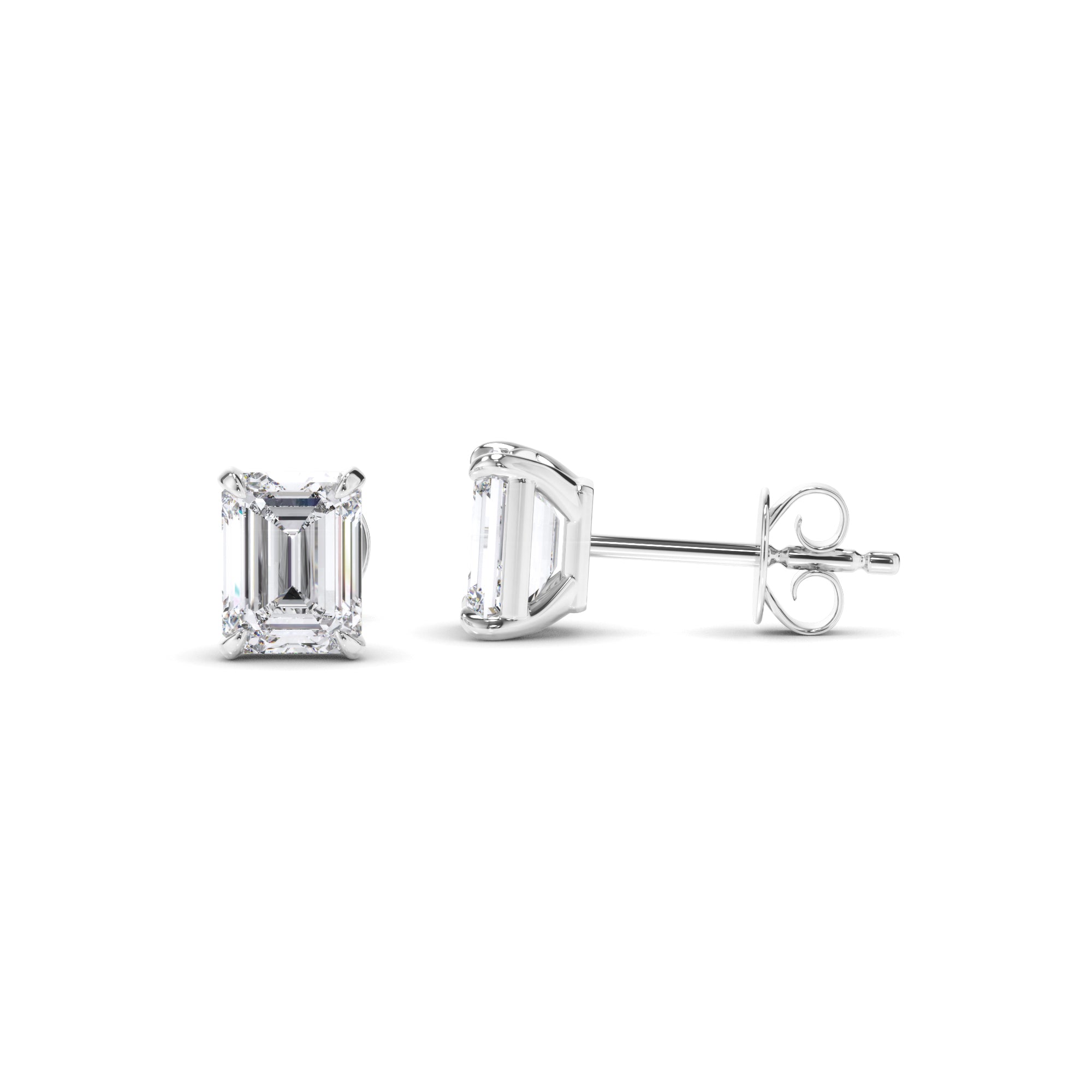 Emerald Cut Diamond Stud Earrings