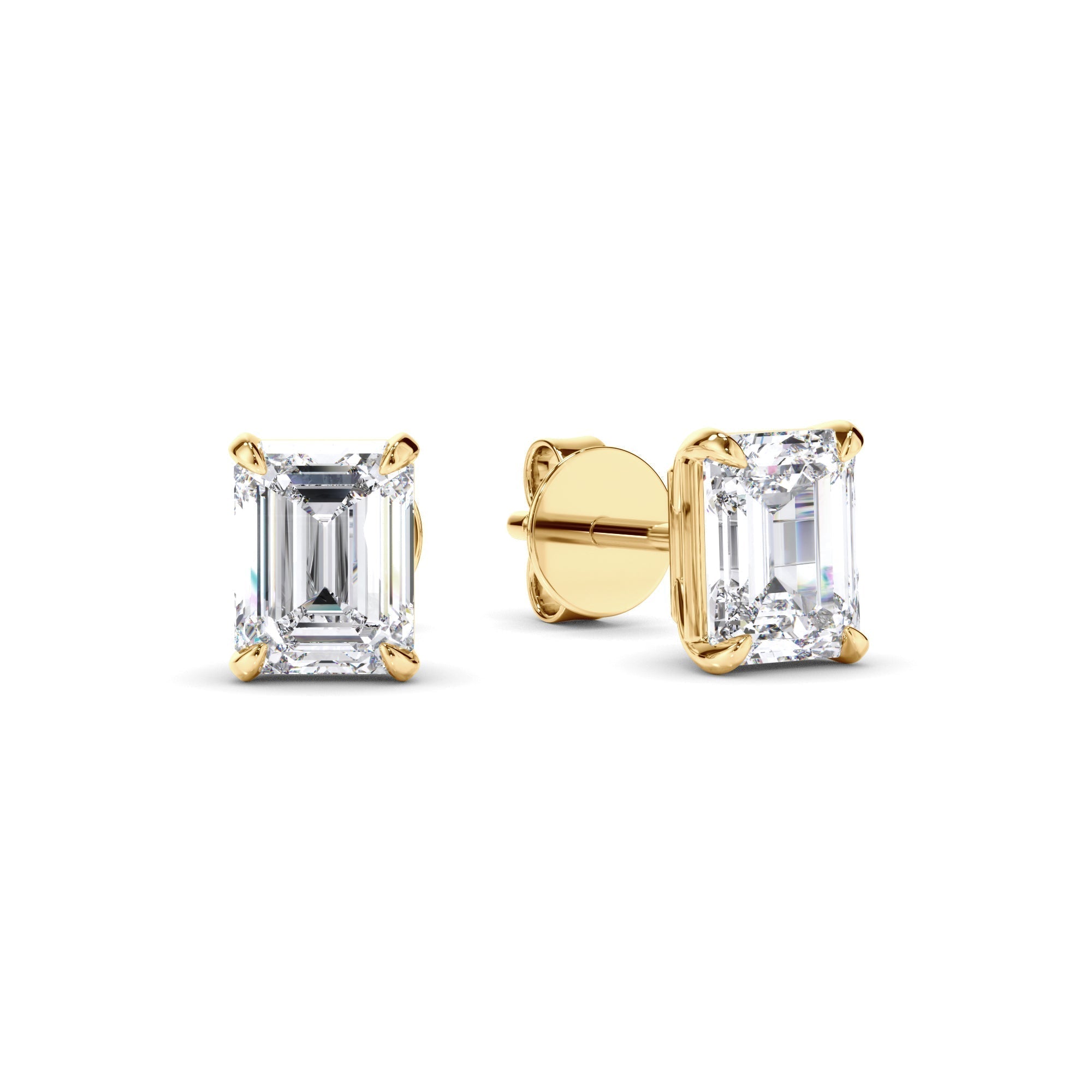 Emerald Cut Diamond Stud Earrings