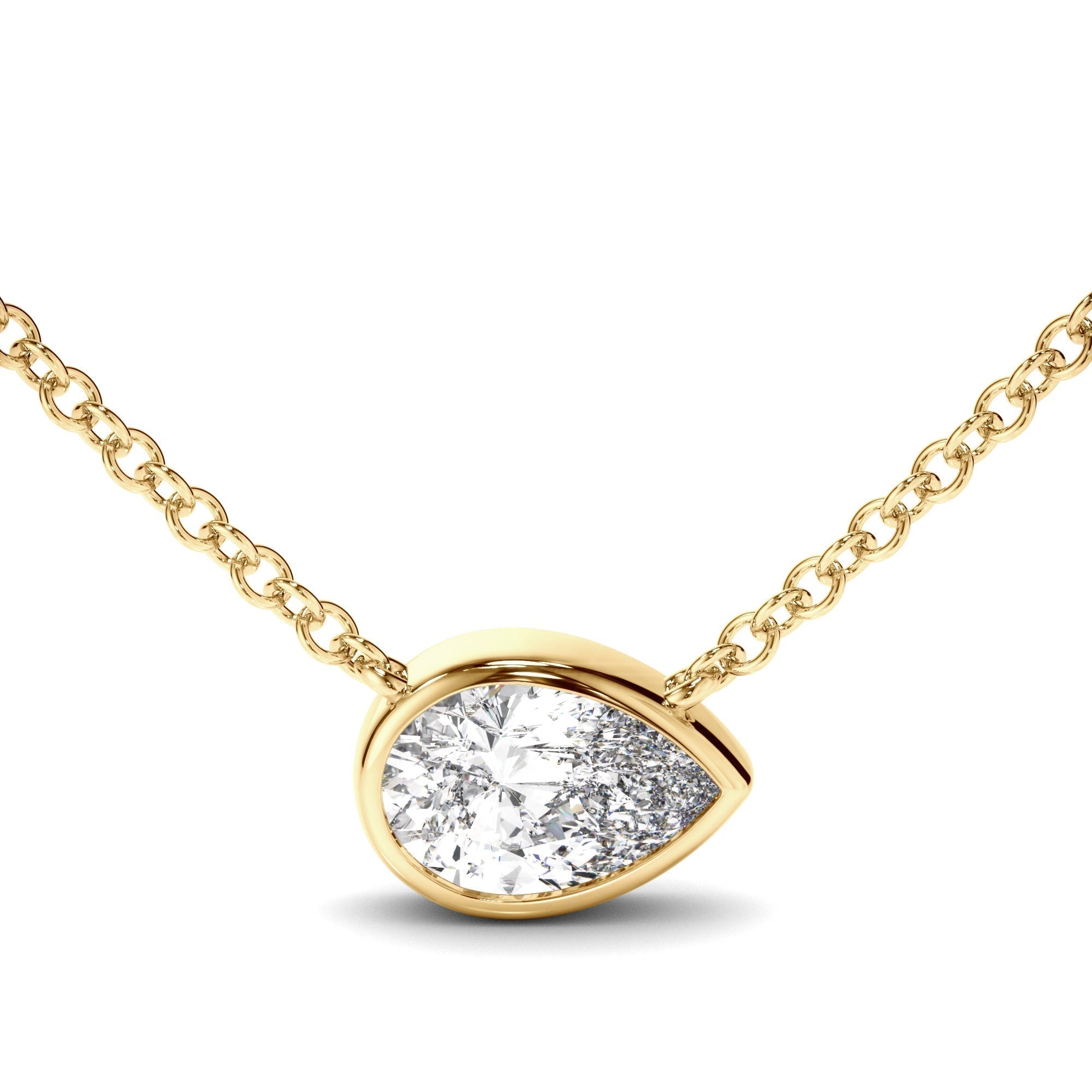 East West Pear Cut Diamond Bezel Set Necklet