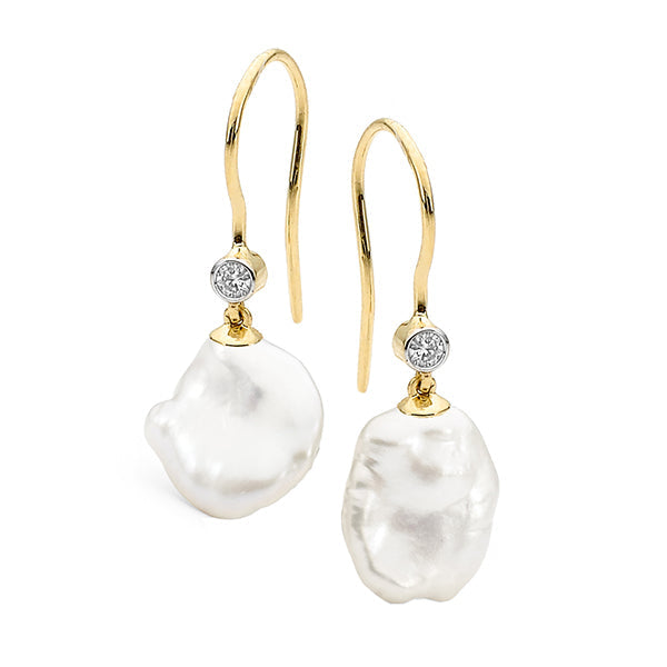 9ct Yellow Gold Elsie Pearl Earrings