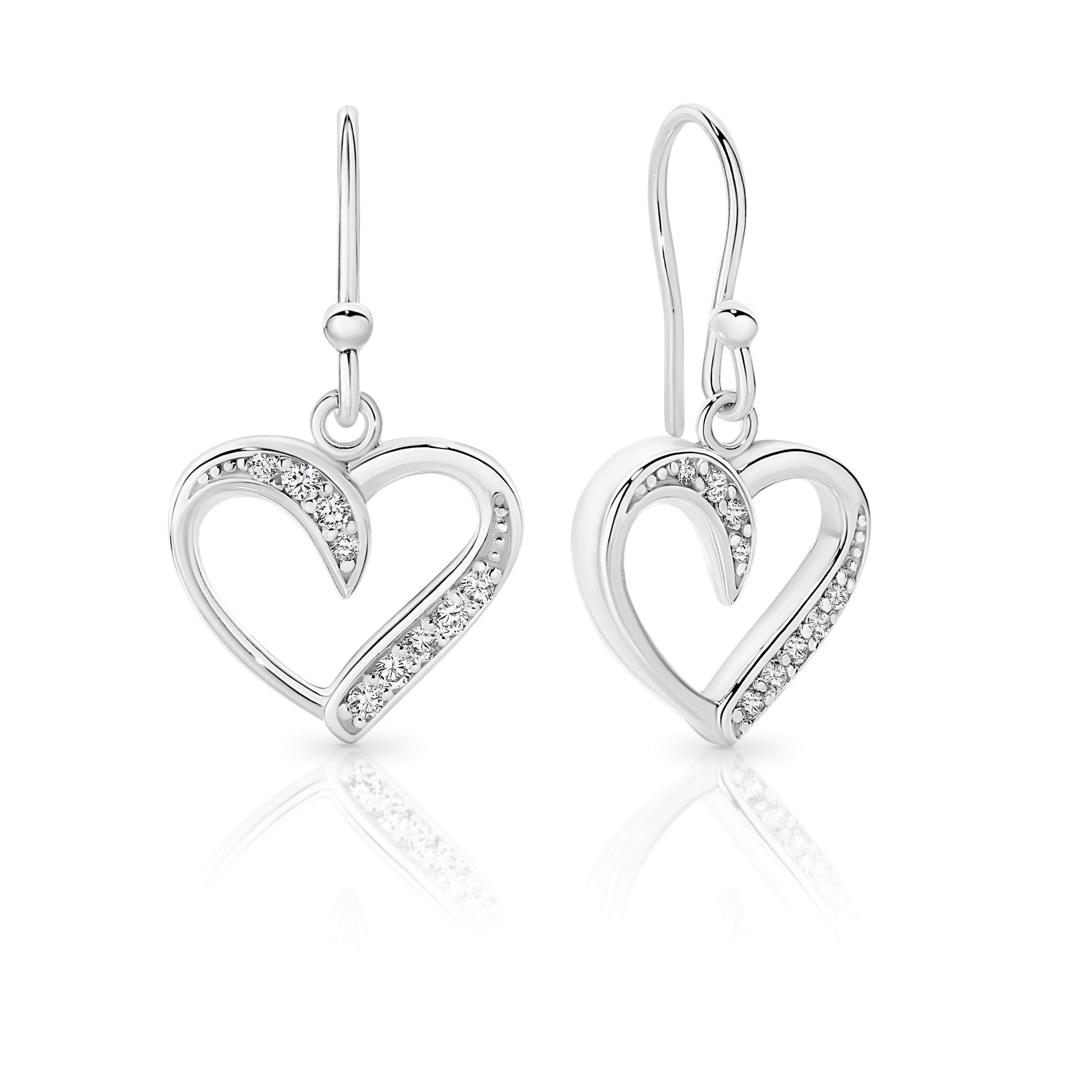 Silver cubic zirconia Heart Earrings