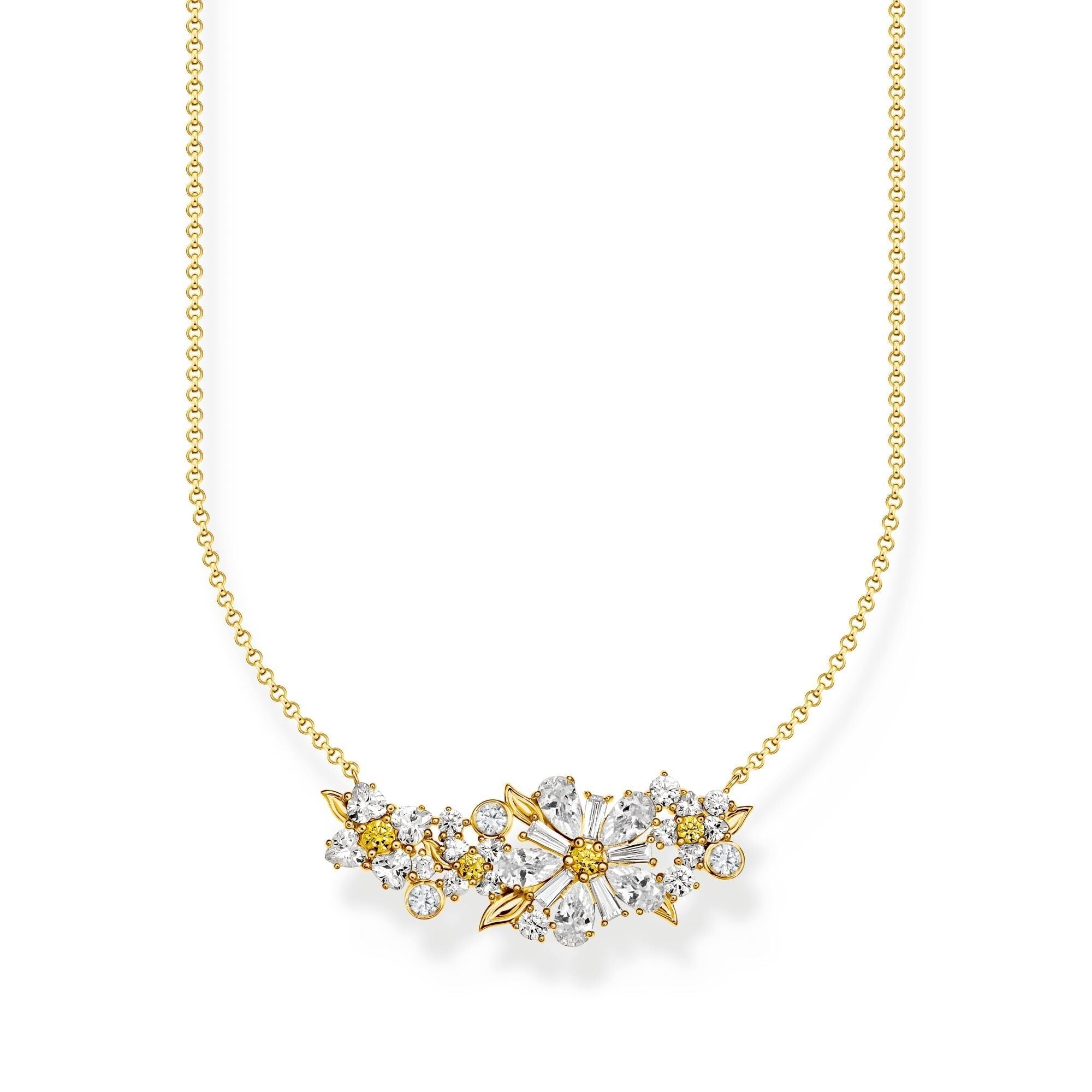 THOMAS SABO Lovely Daisy Necklace with Stones Gold