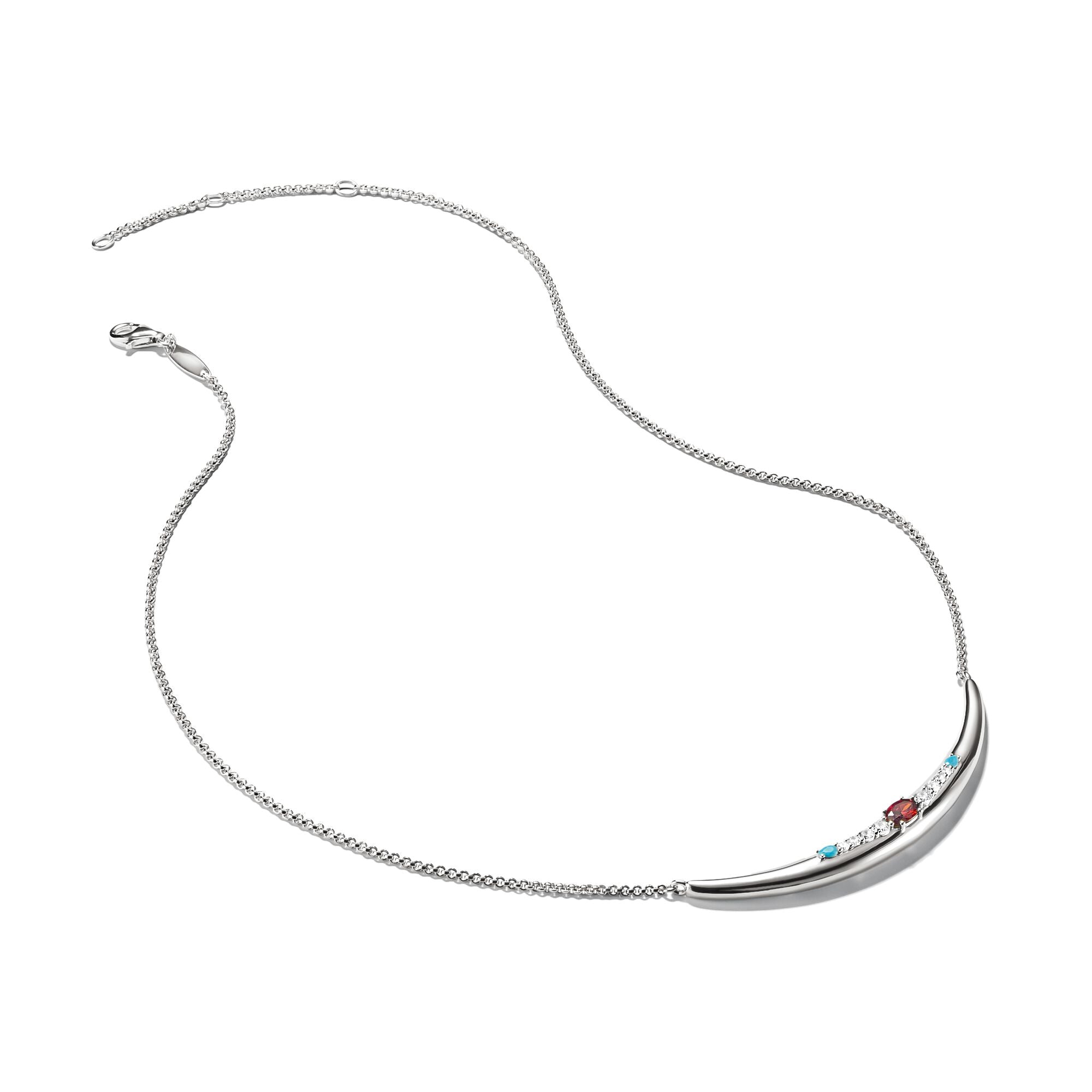 THOMAS SABO Half-Form Necklace with Red Zirconia Stone