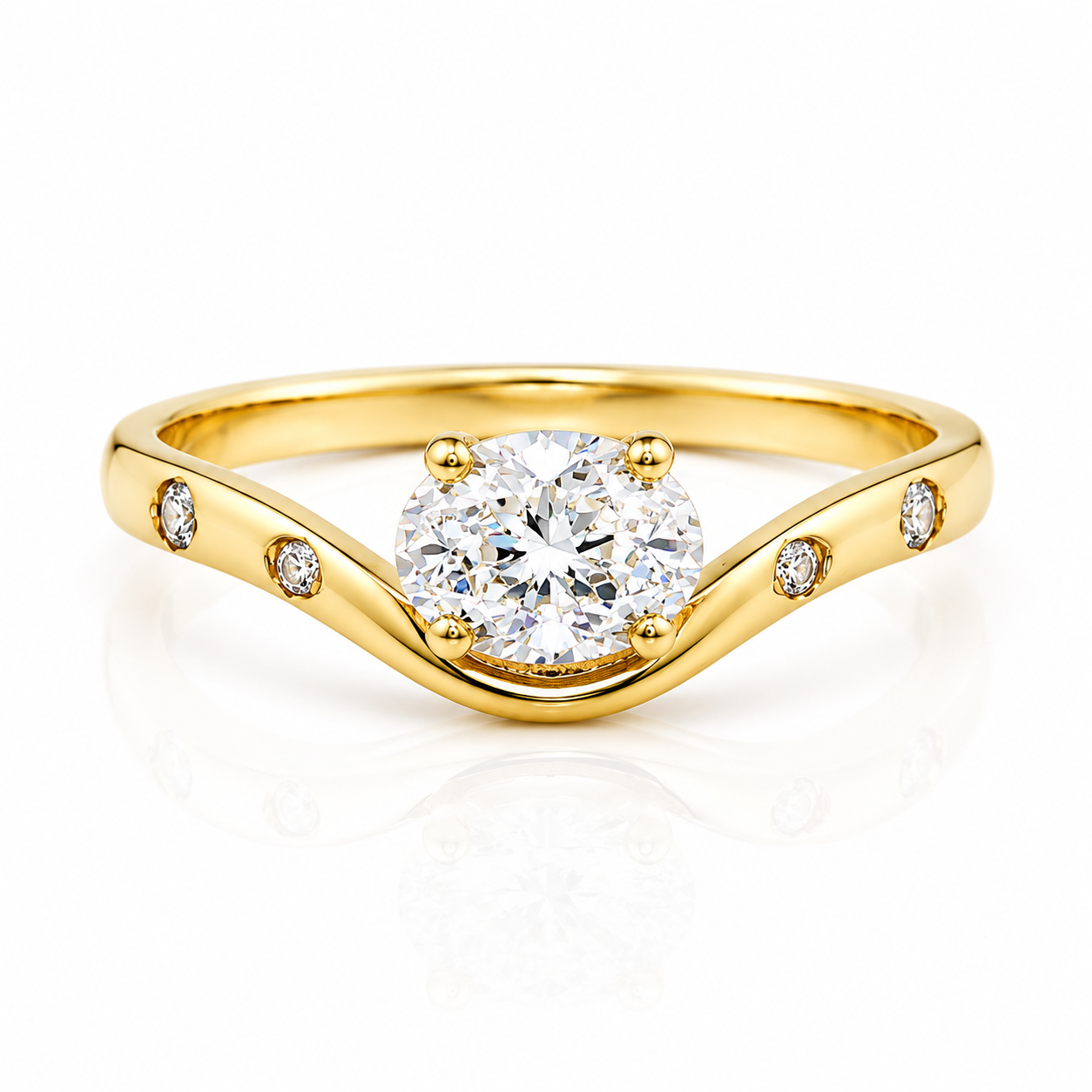 Diamond Wave Solitaire Ring