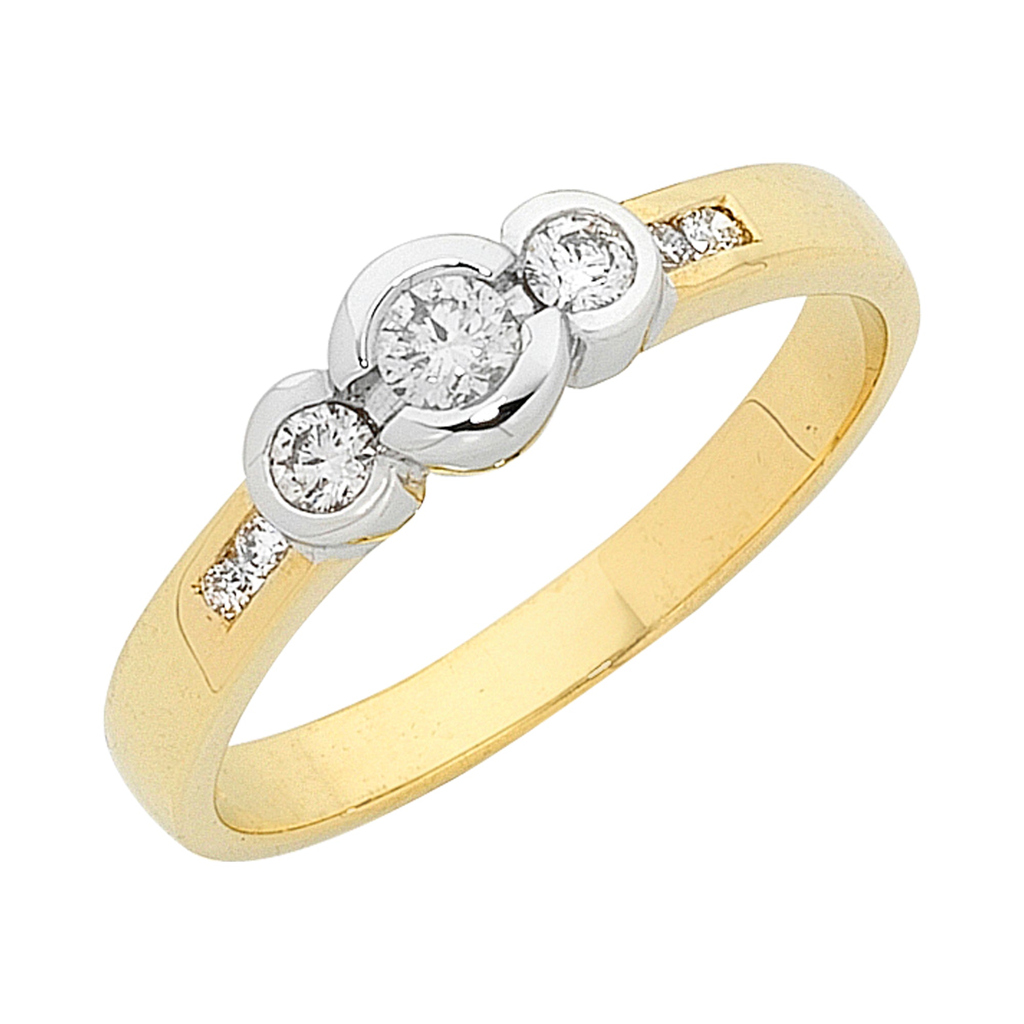 9ct Gold 0.25ct TDW Diamond Trilogy Ring