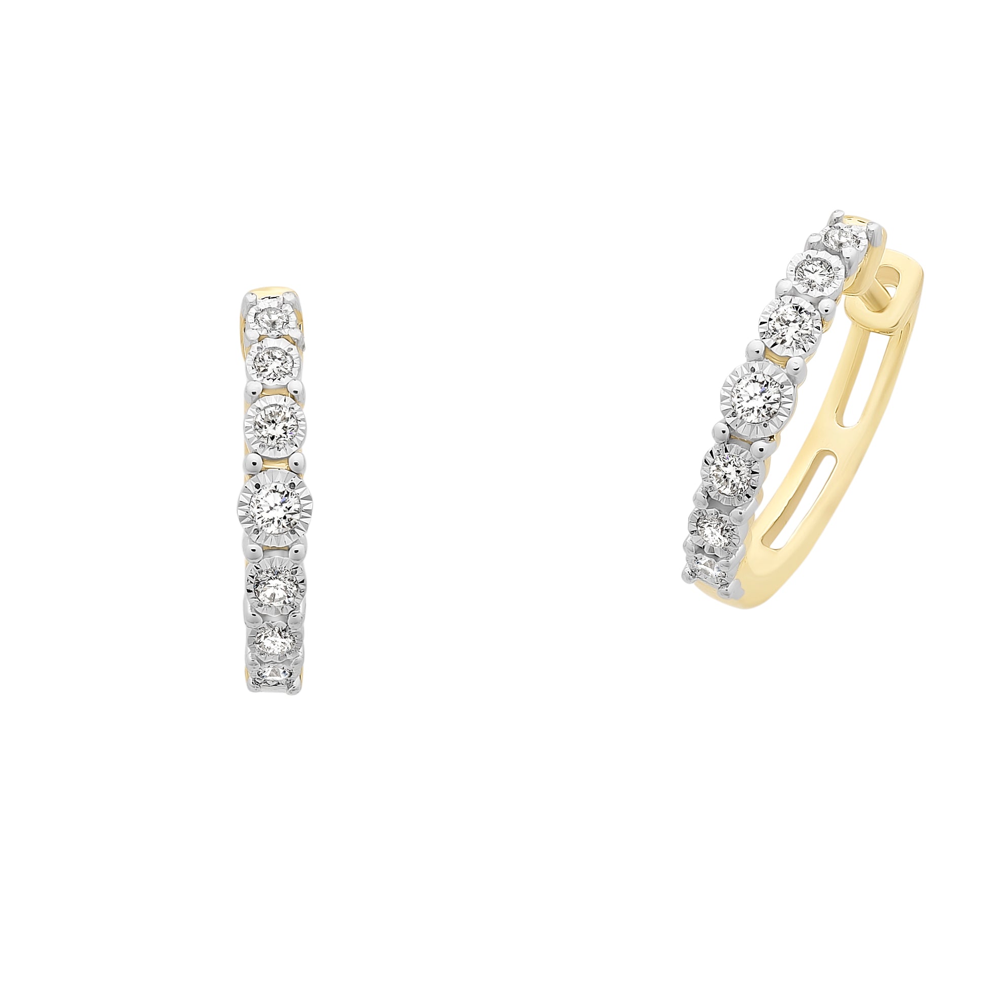 9ct Gold Diamond Huggie Earrings