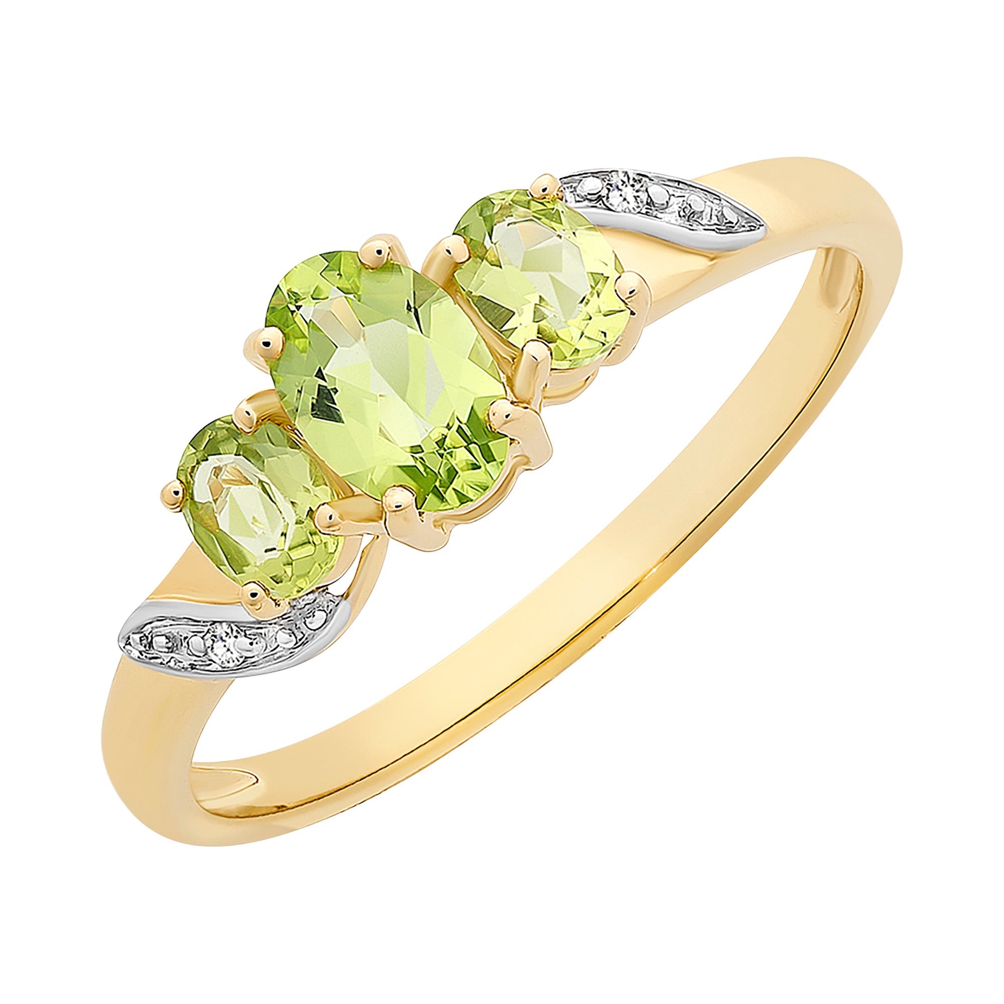 9ct Gold Peridot & Diamond Ring