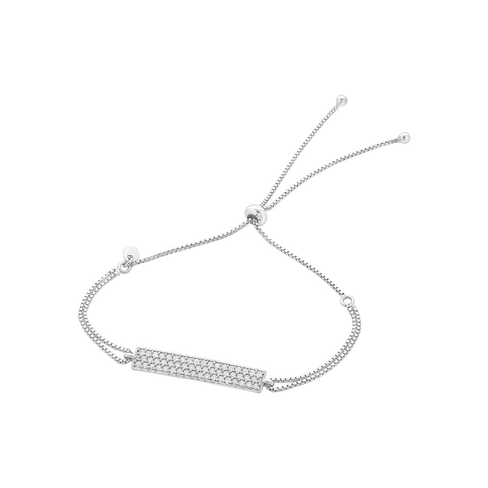 Sterling Silver Cubic Zirconia Bar Bracelet