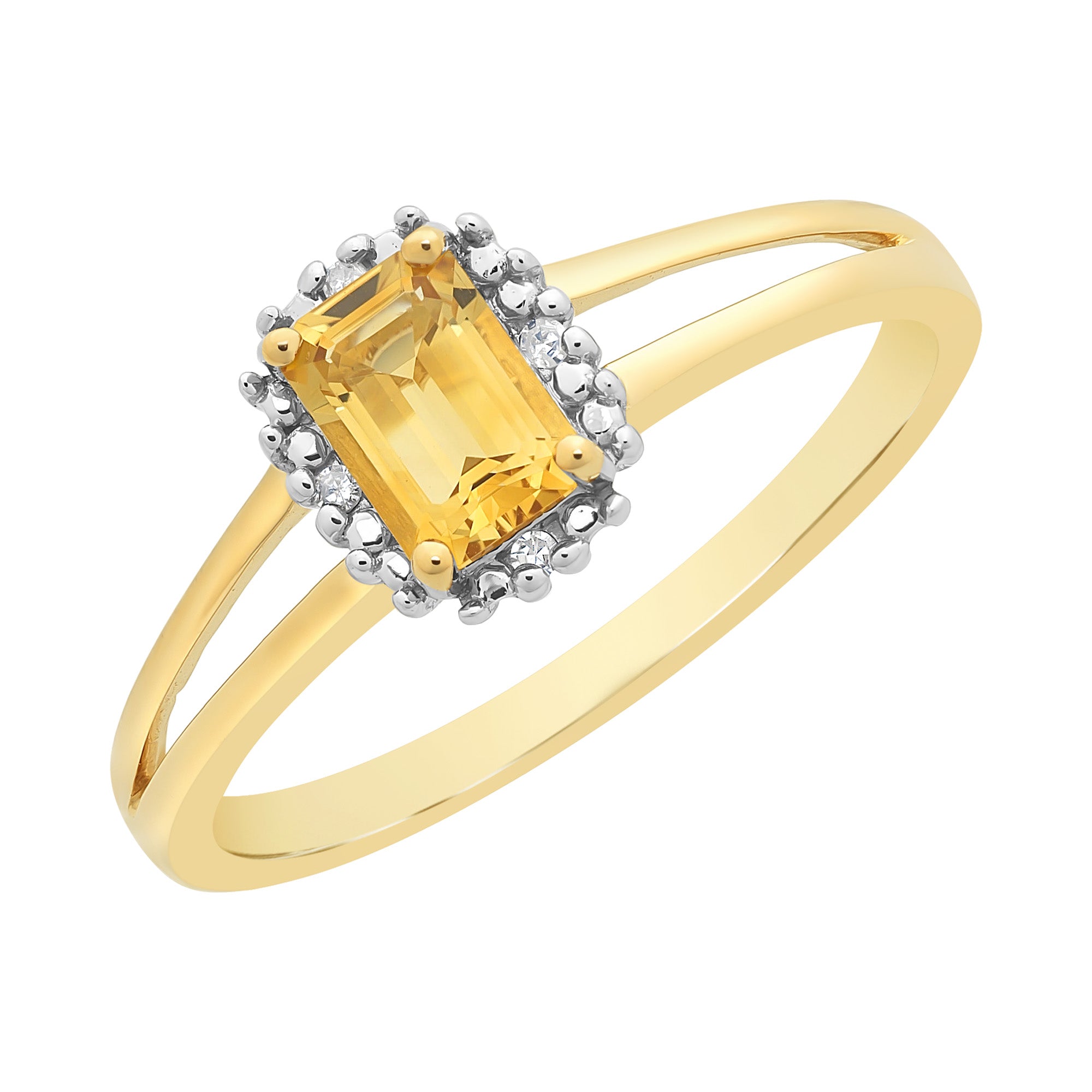 9ct Gold Citrine & Diamond Ring