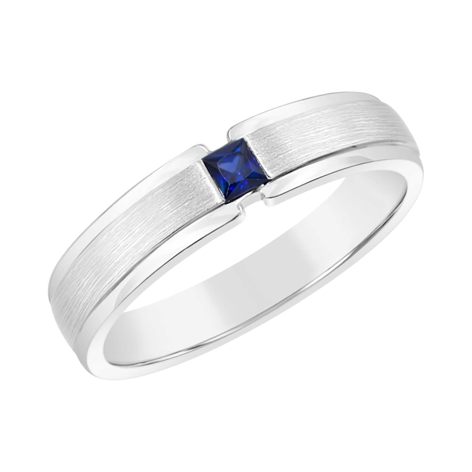 Sterling Silver Natural Blue Sapphire Gents Ring