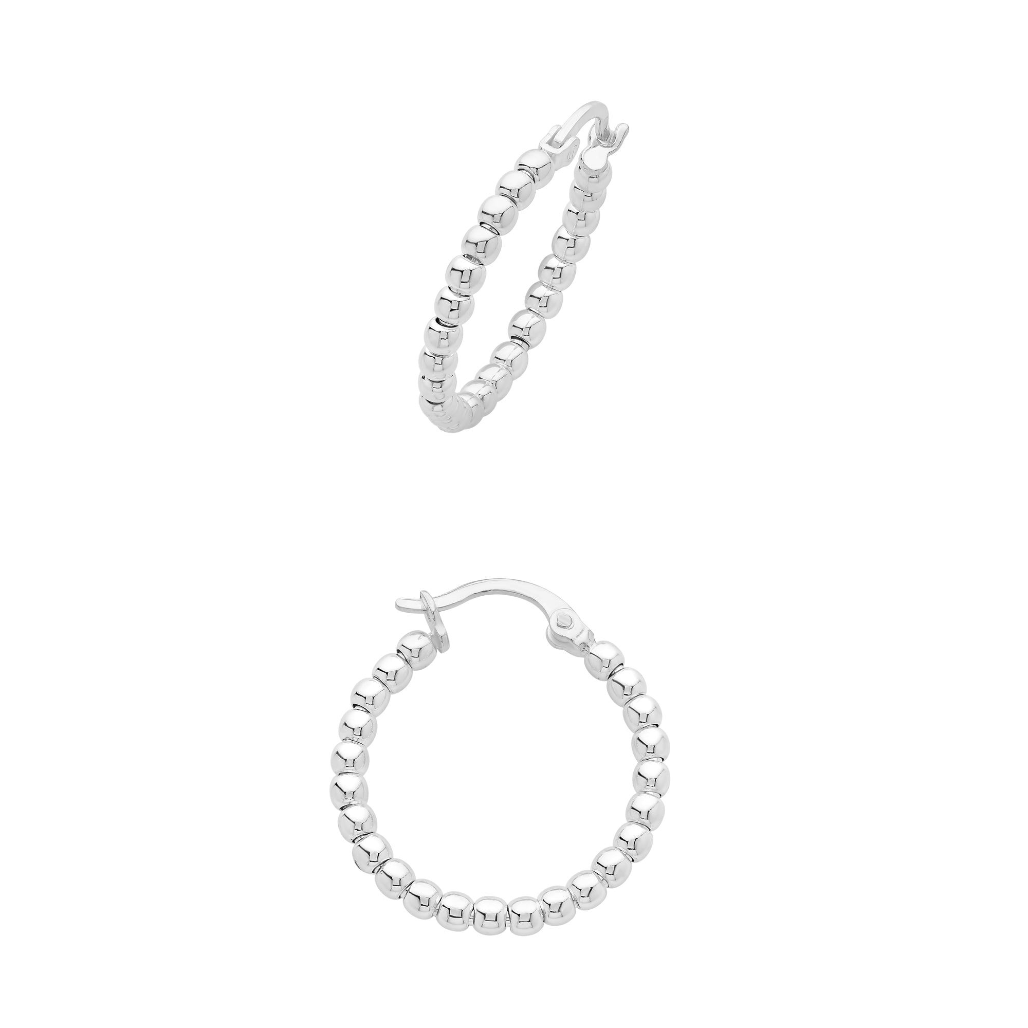 Sterling Silver Beaded Hoop Earrings