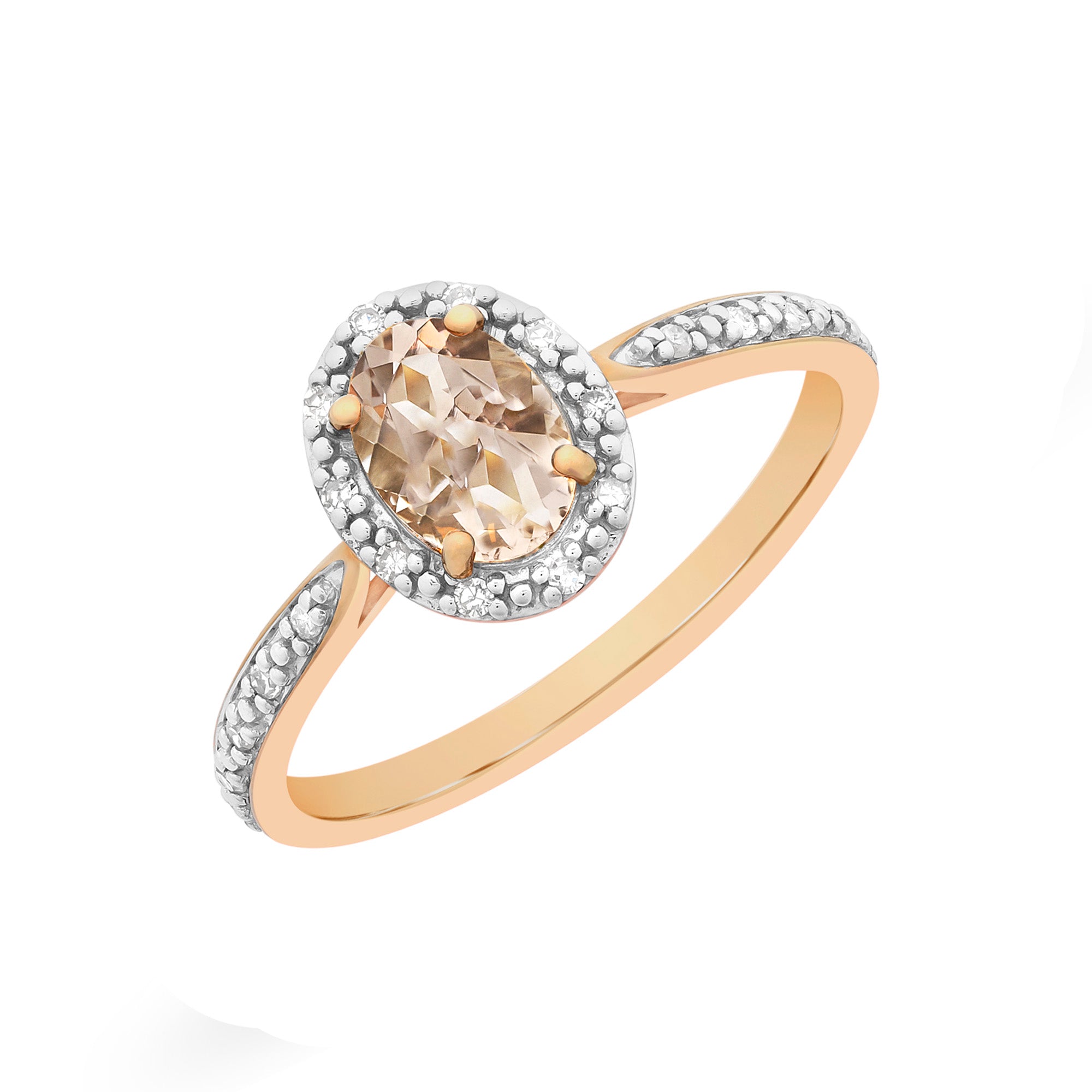 9ct Rose Gold Morganite & Diamond Ring