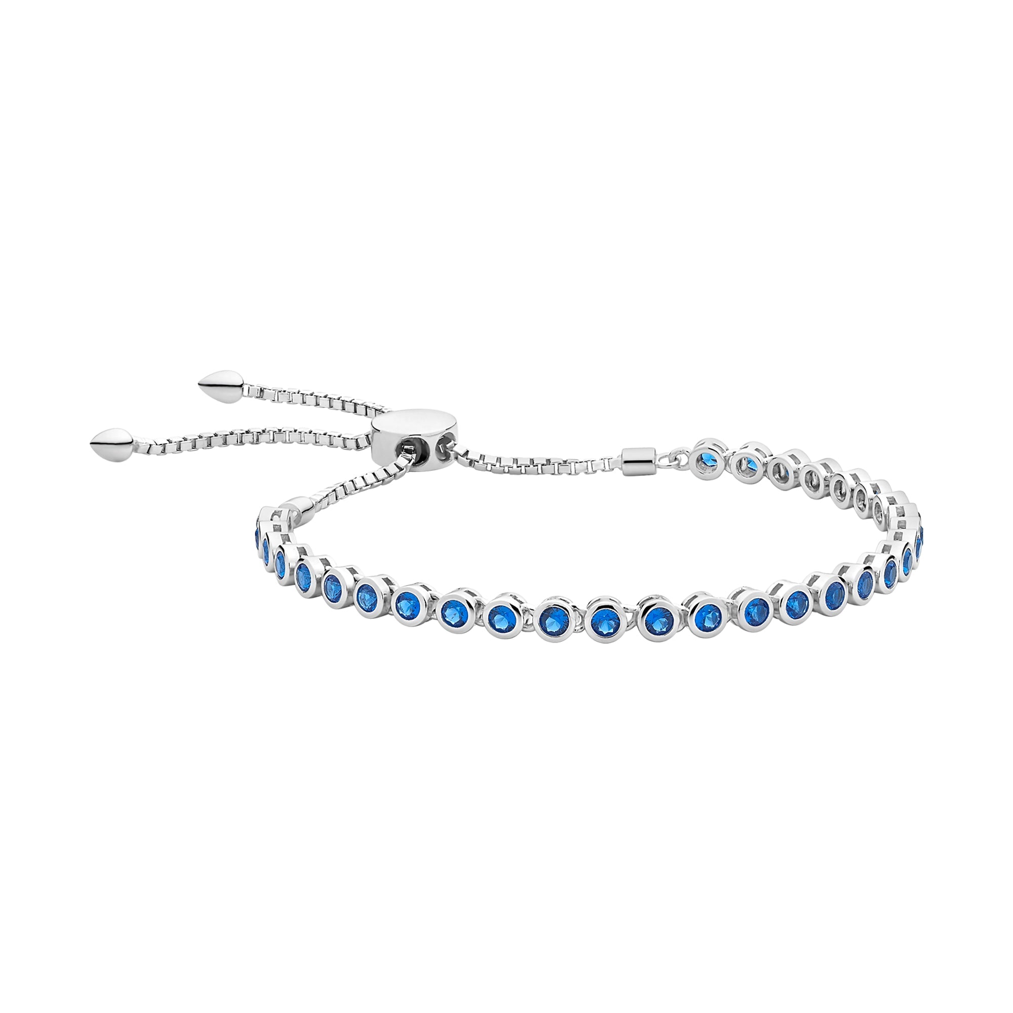 Sterling Silver Created Blue Nano Friendship Bracelet