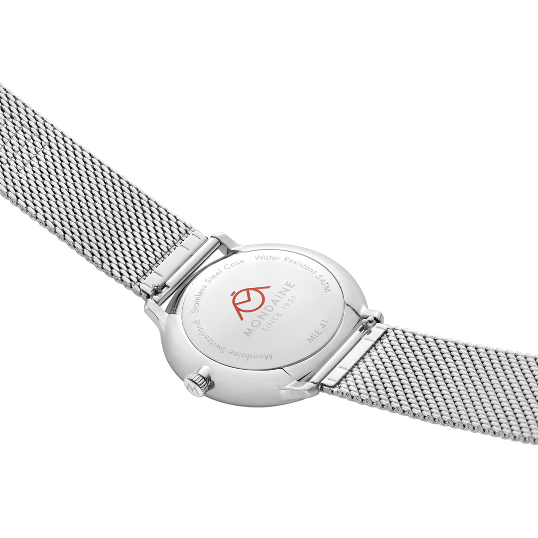 Mondaine Doppio Stainless Steel 41mm Watch - MLE.41210.SM