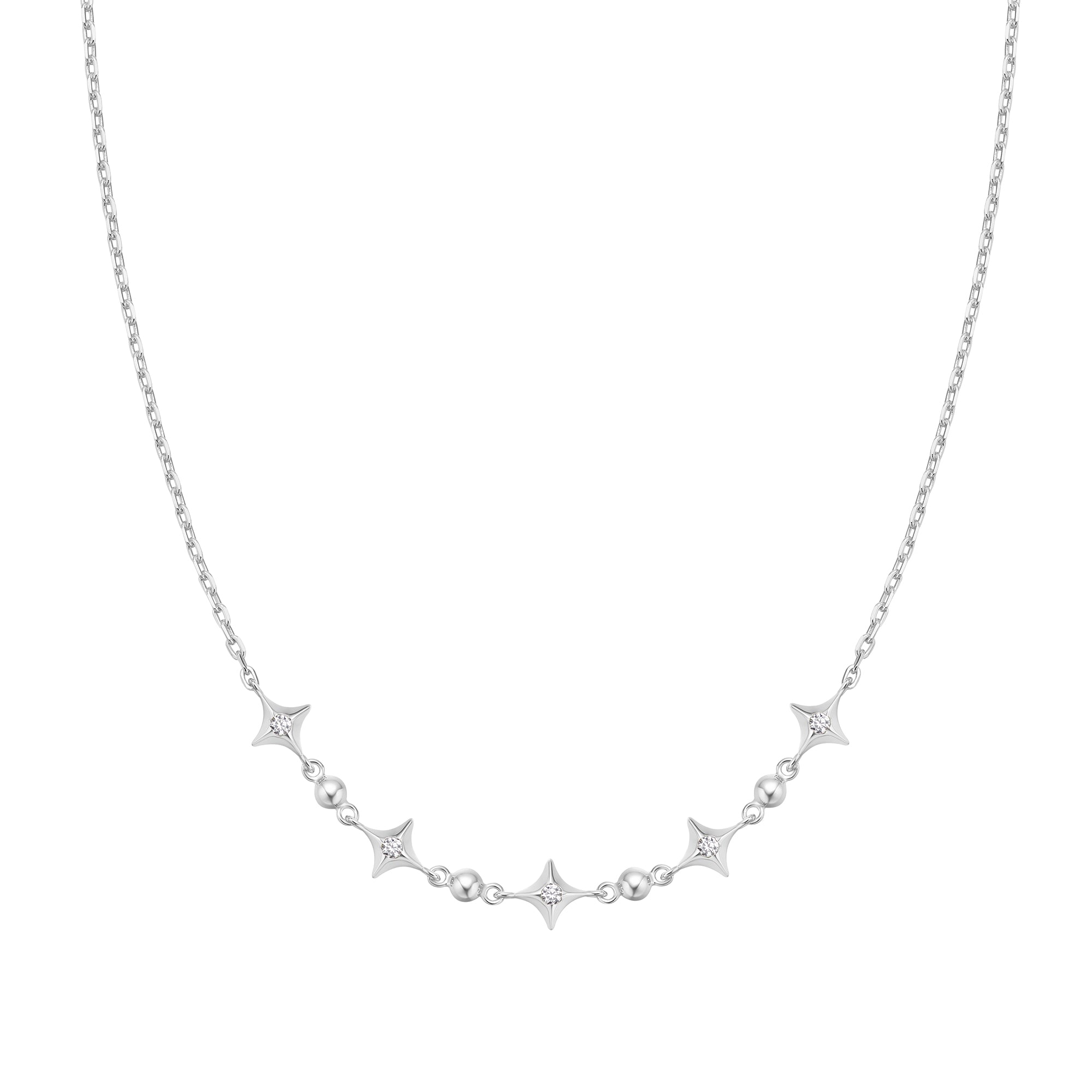Ania Haie Silver Sparkling Star Station Necklace