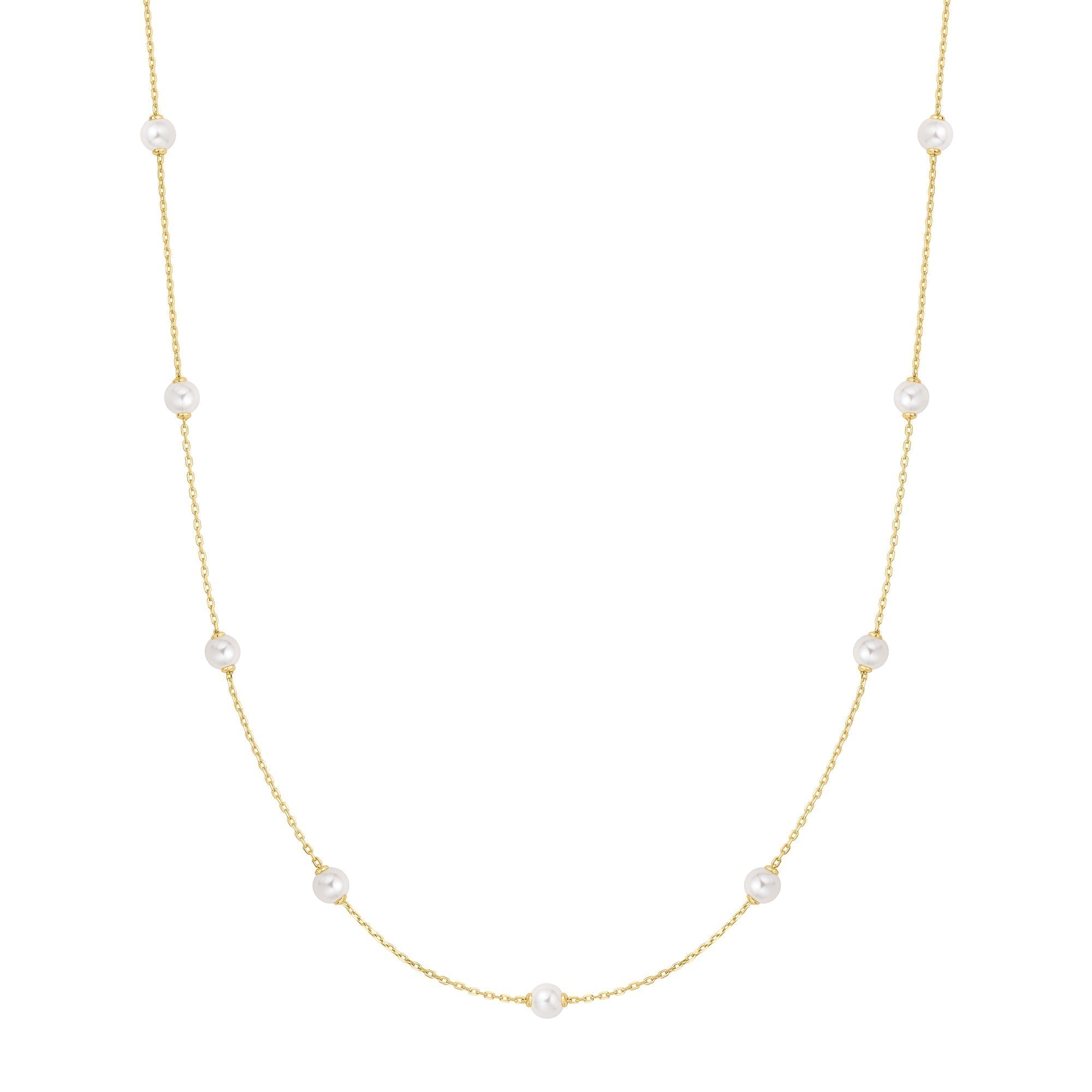 Ania Haie Gold Shell Pearl Station Chain Necklace