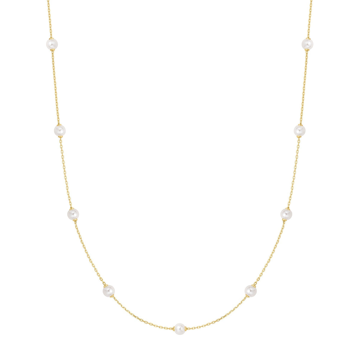 Ania Haie Gold Shell Pearl Station Chain Necklace